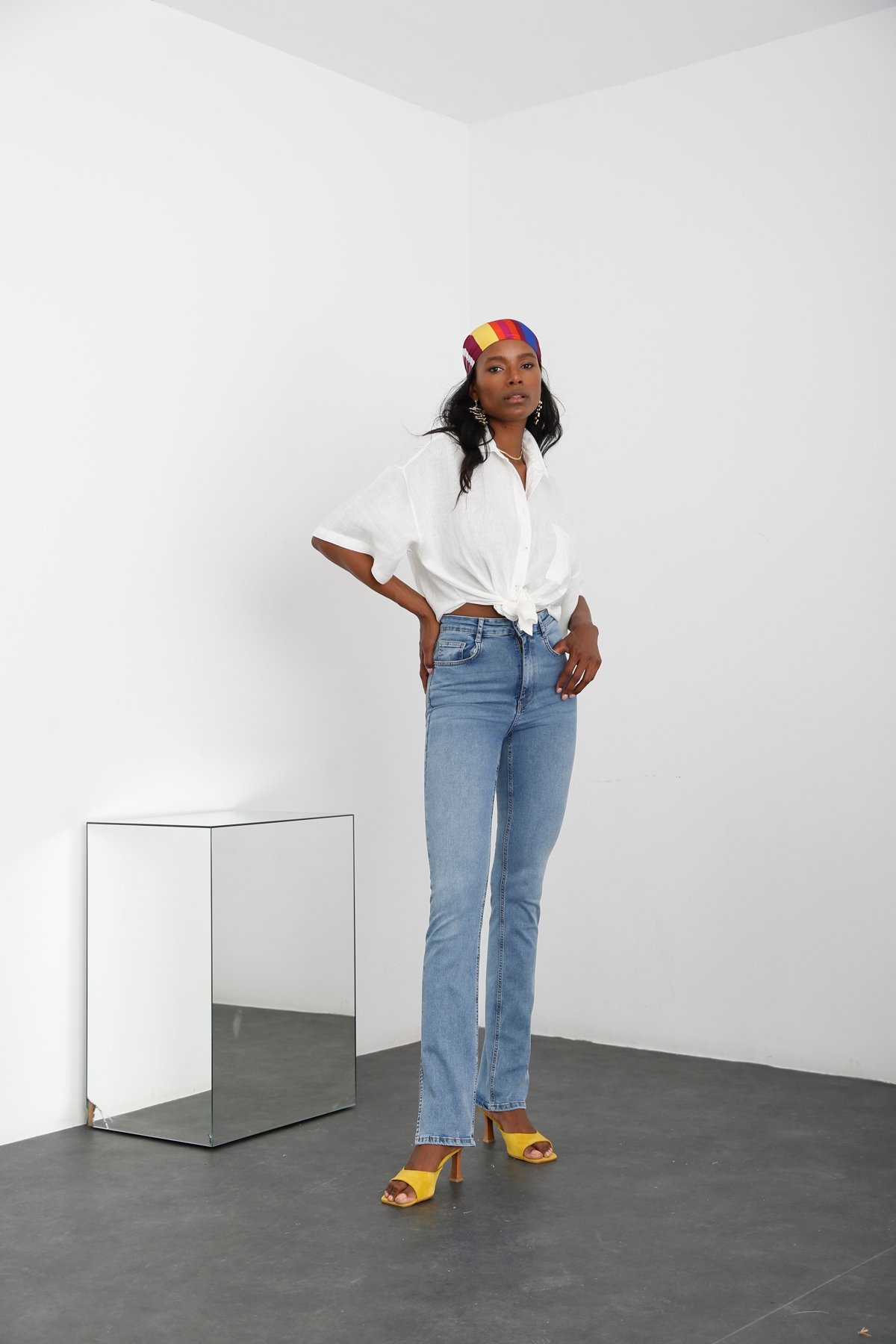 Açık Mavi Yüksek Bel Full Length Jean 2580