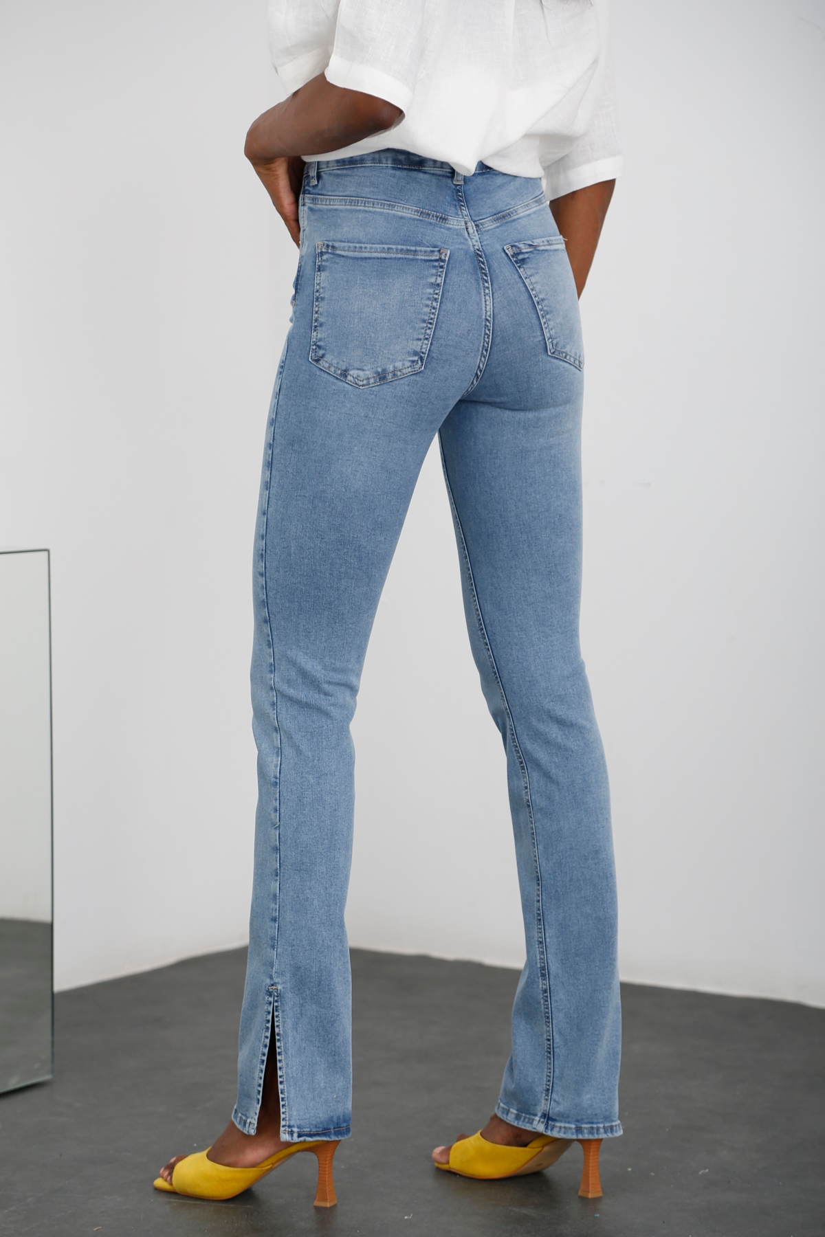 Açık Mavi Yüksek Bel Full Length Jean 2580