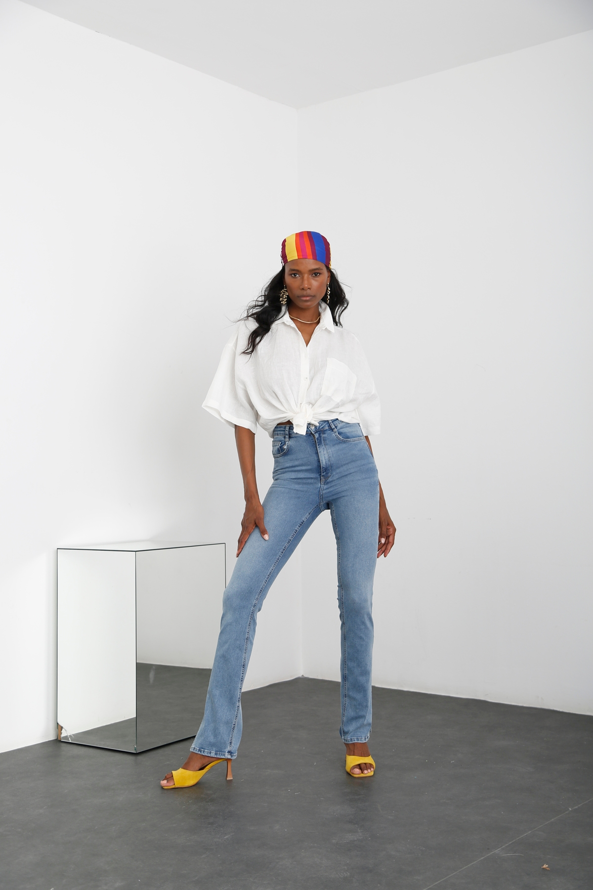 Açık Mavi Yüksek Bel Full Length Jean 2580