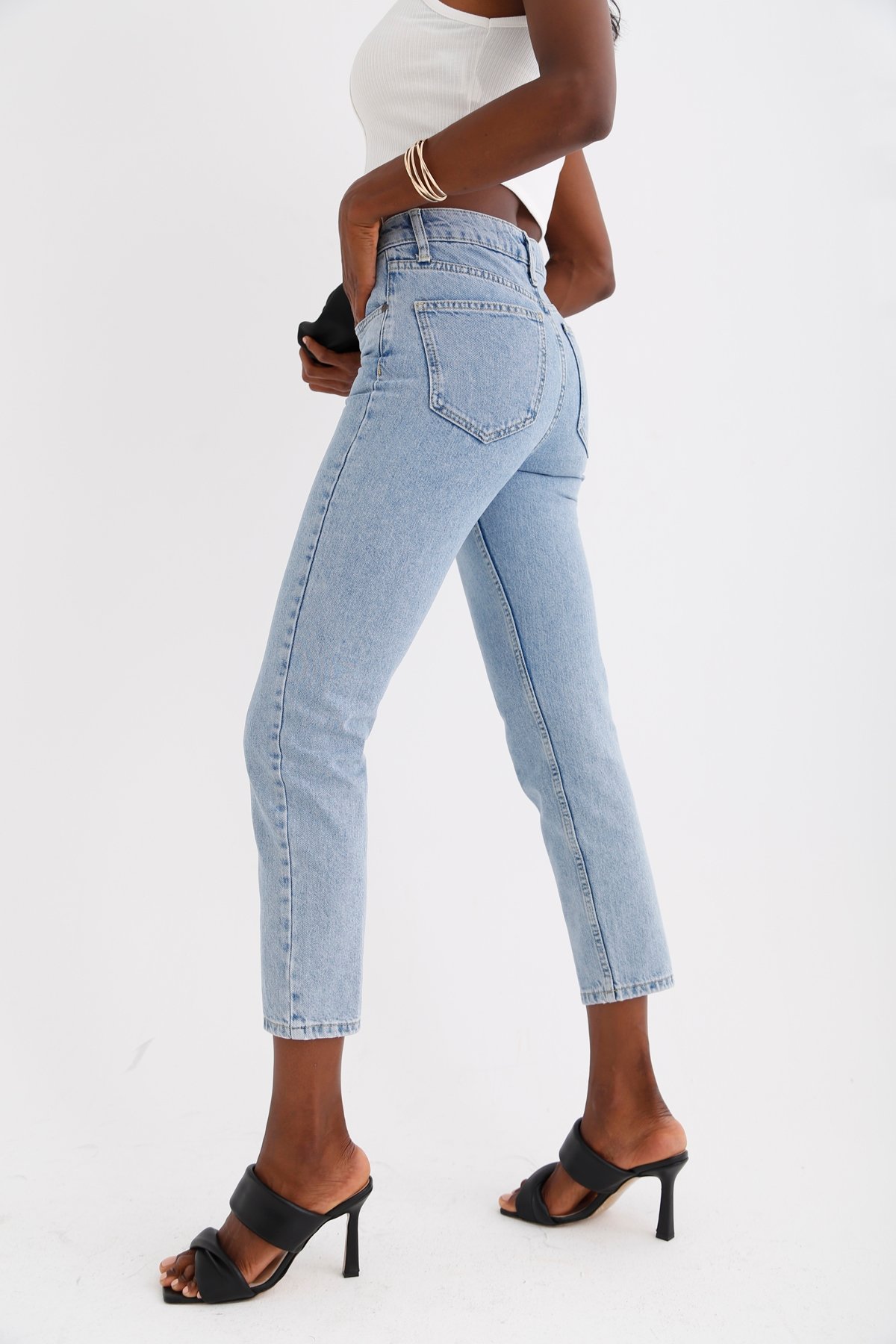 Açık Mavi Yüksek Bel Slim Fit Jean 