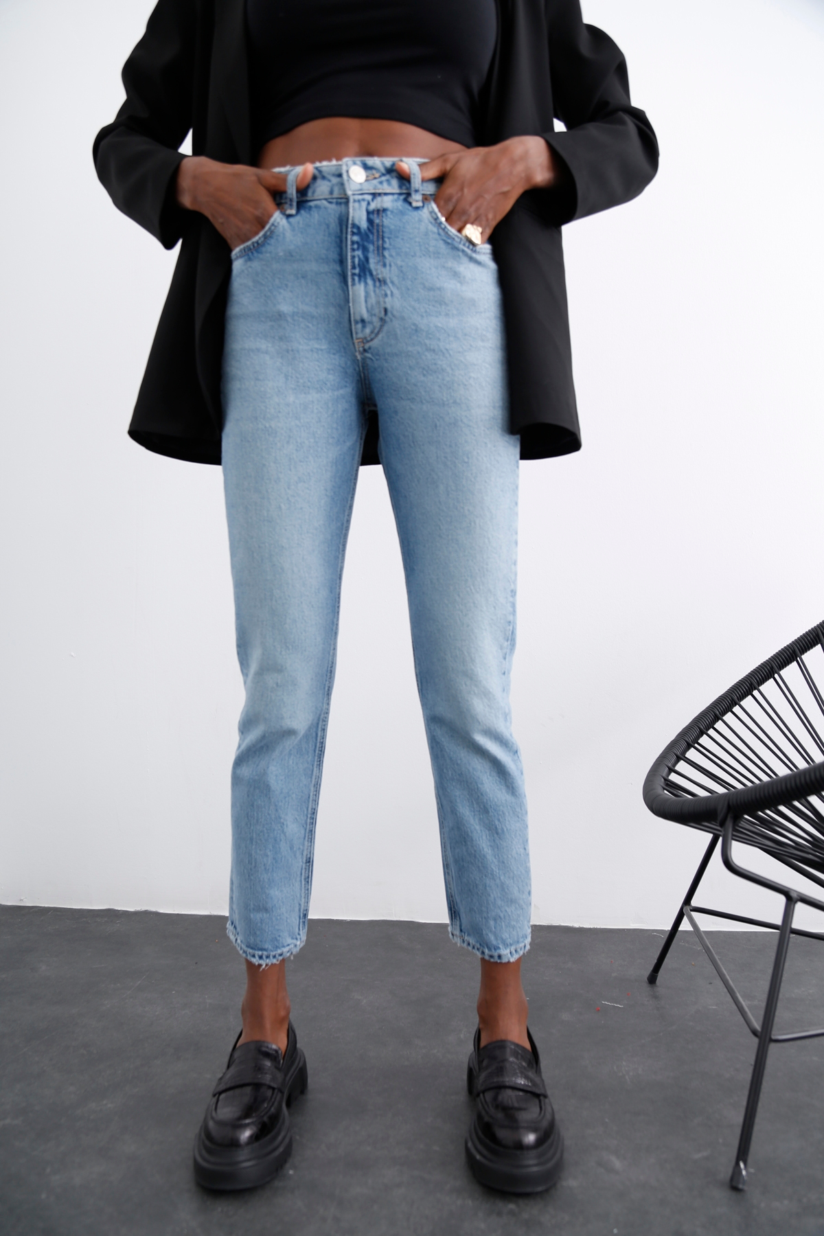 Açık Mavi Yüksek Bel Slim Fit Jean-1 