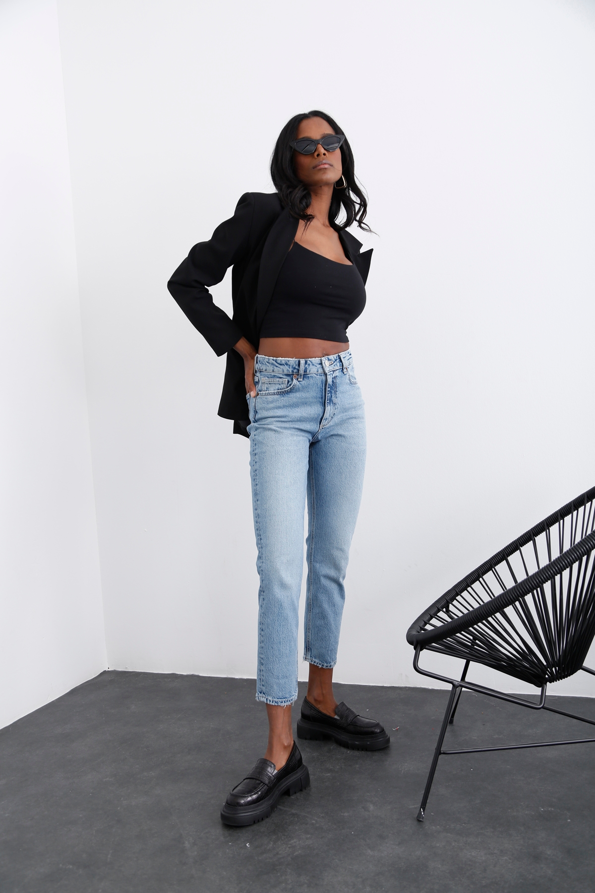 Açık Mavi Yüksek Bel Slim Fit Jean-1 