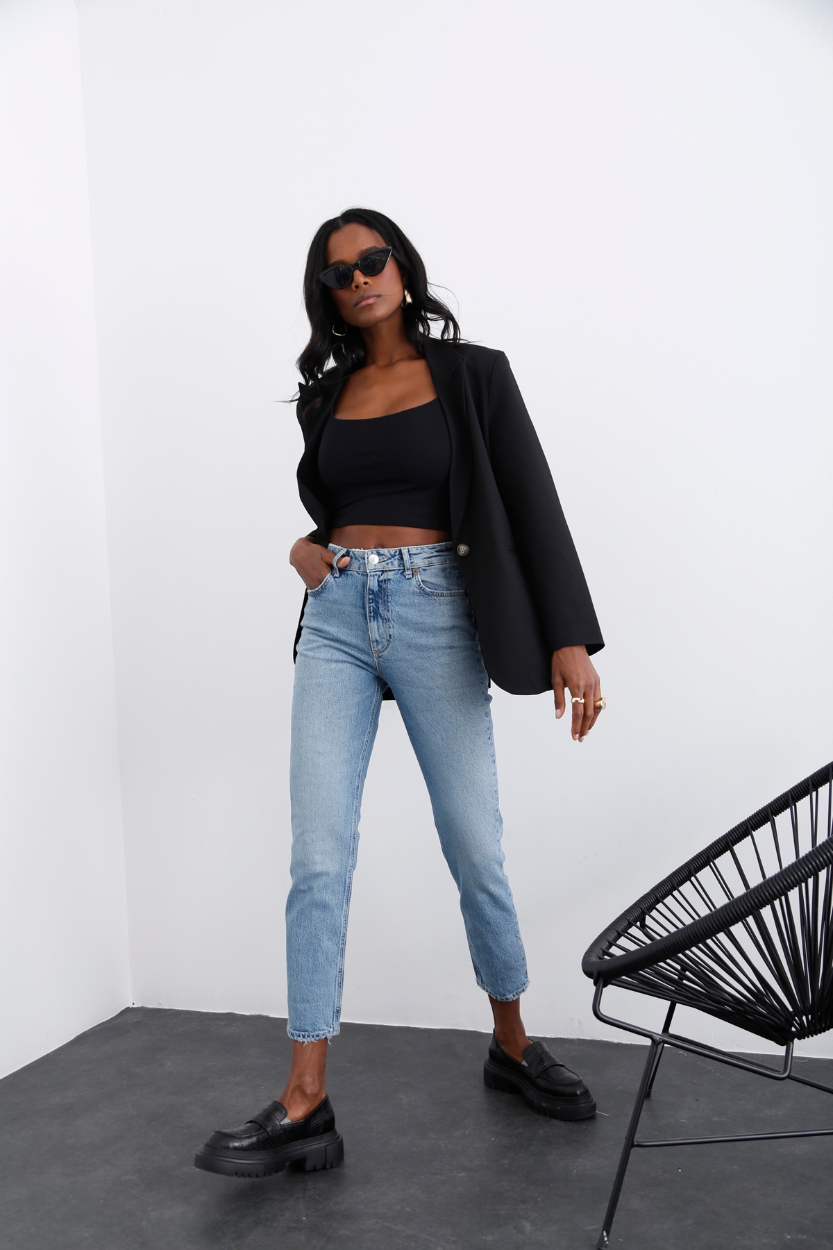Açık Mavi Yüksek Bel Slim Fit Jean-1 
