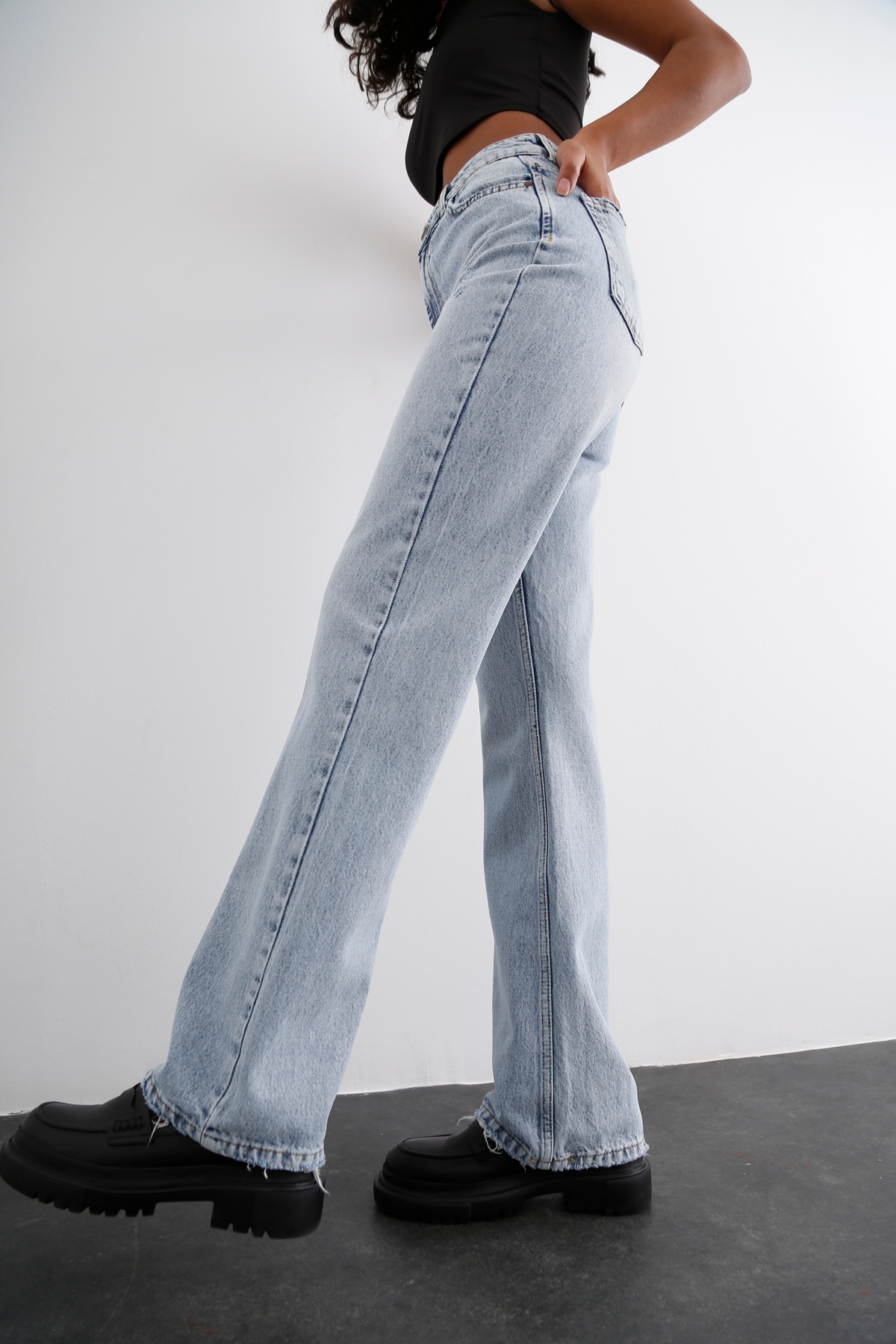 Açık Mavi Yüksek Bel Straight Fit Jean 21396