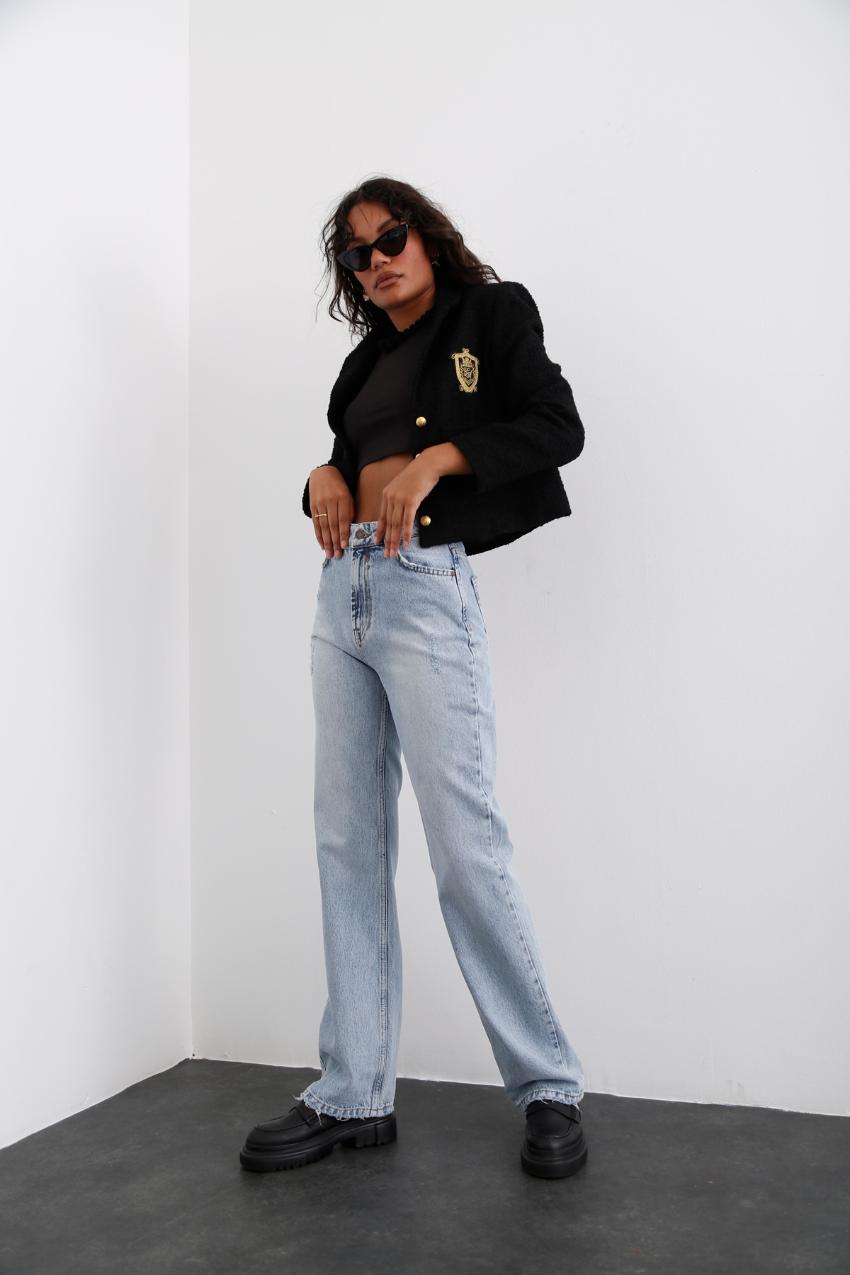 Açık Mavi Yüksek Bel Straight Fit Jean 21396