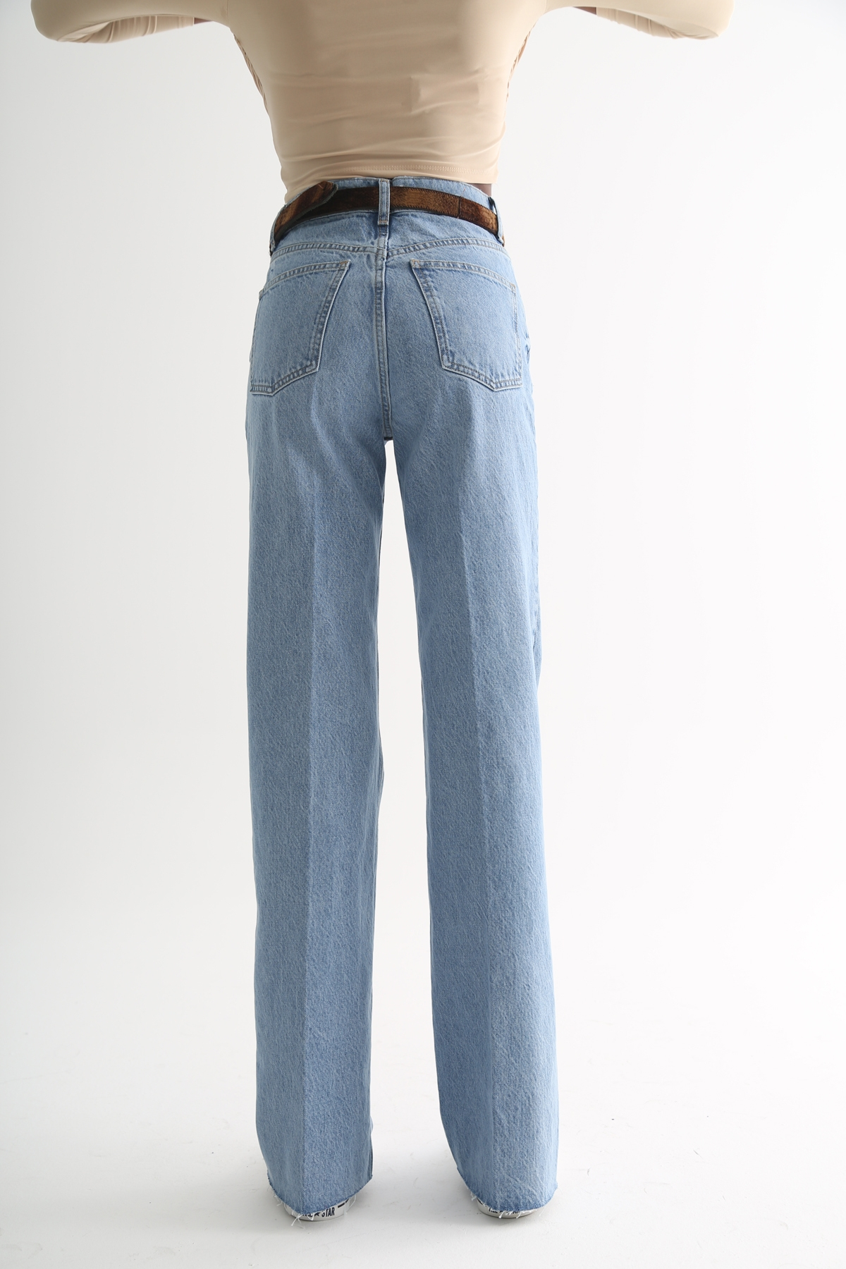 Açık Mavi Yüksek Bel Wide Leg Jean 