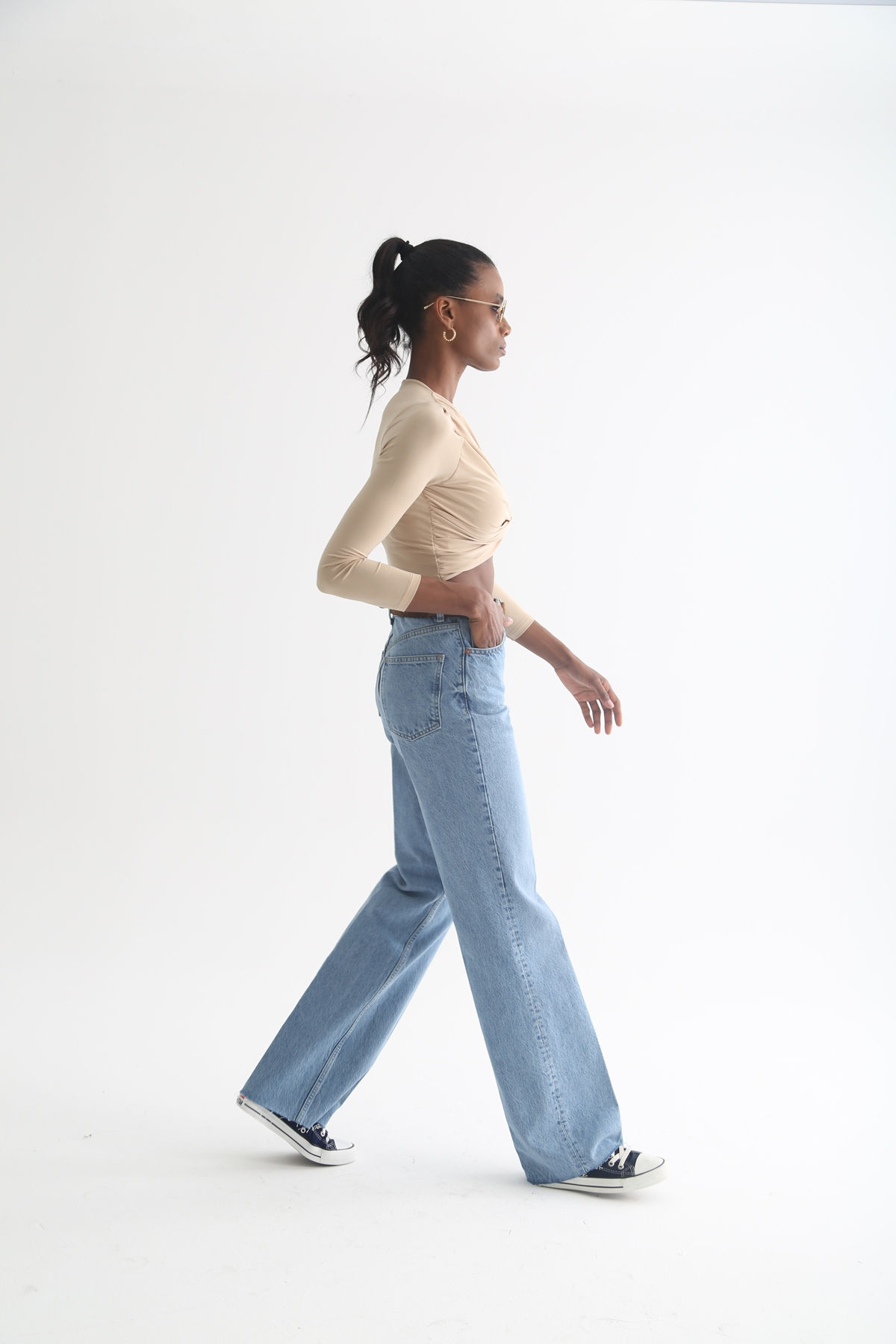 Açık Mavi Yüksek Bel Wide Leg Jean 