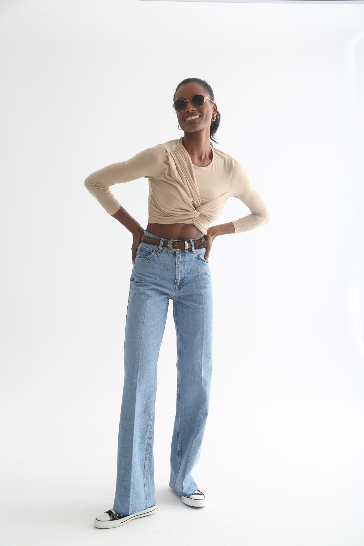 Açık Mavi Yüksek Bel Wide Leg Jean 
