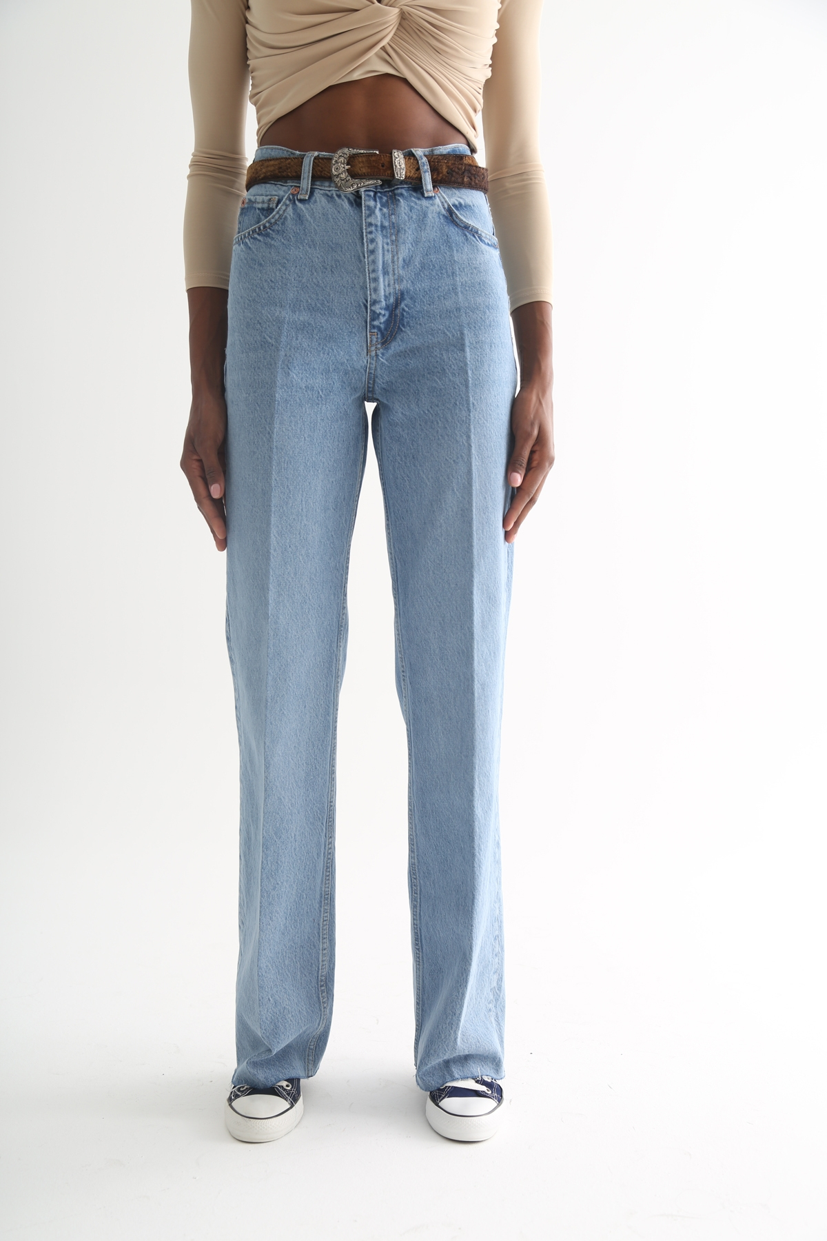 Açık Mavi Yüksek Bel Wide Leg Jean 