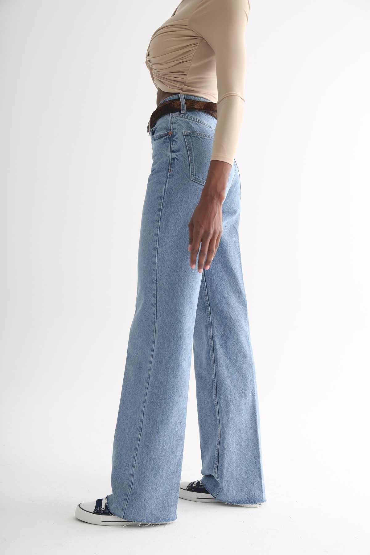 Açık Mavi Yüksek Bel Wide Leg Jean 