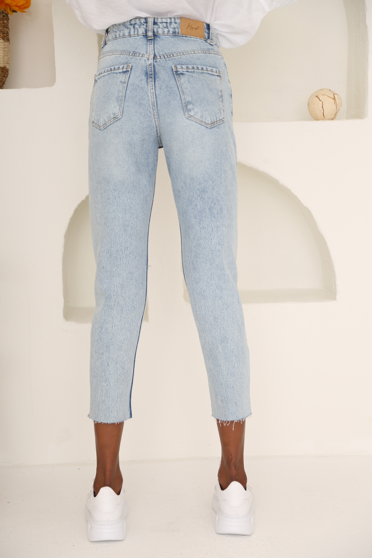 Açık Mavi Yüksek Bel Yırtıklı Mom Jean 21319