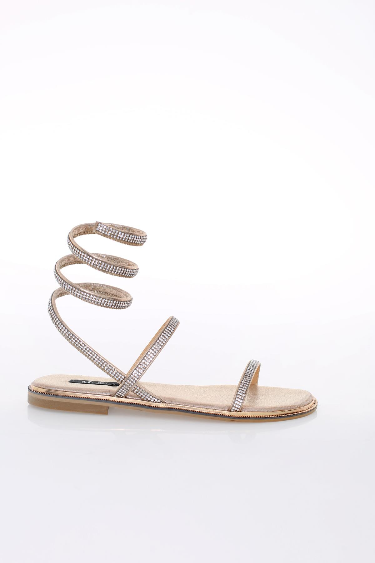 Altın Taşlı Spiral Sandalet 154