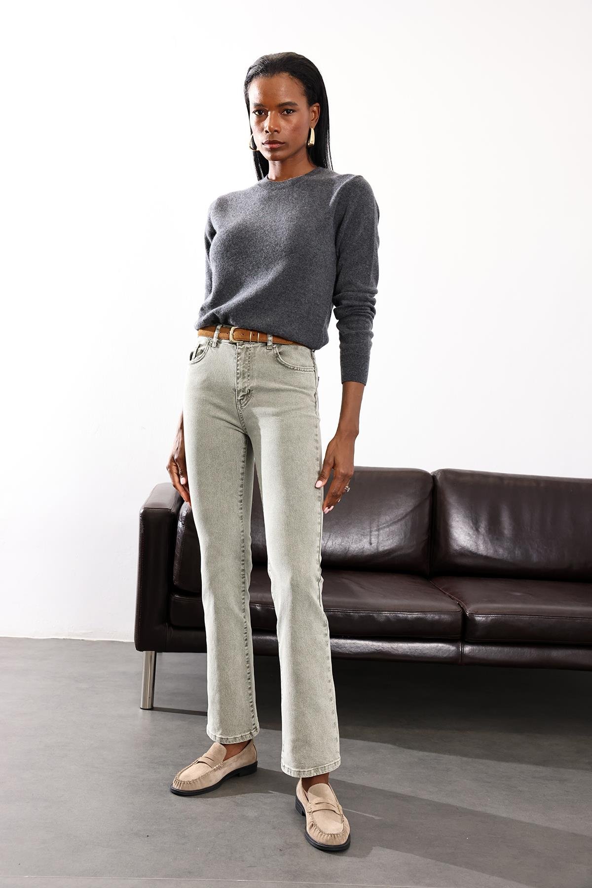 Antrasit Bisiklet Yaka Kaşmir Basic Triko 