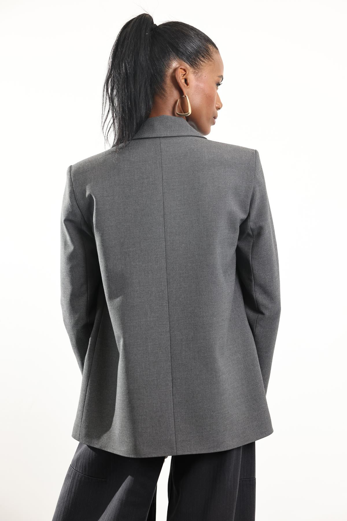 Antrasit Çift Düğmeli Blazer Ceket 17165