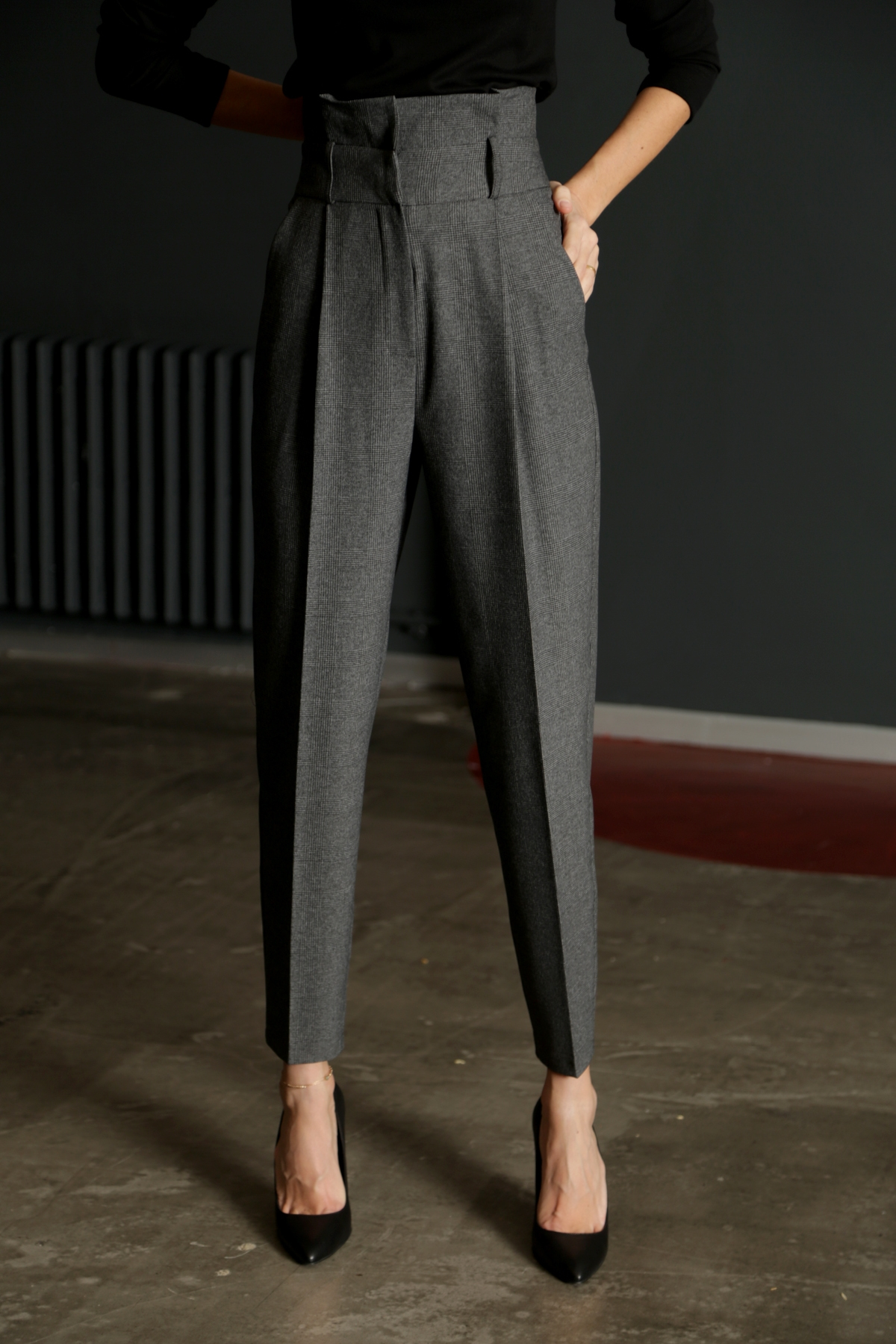 Antrasit Ekose Etekli Pantolon-P2002