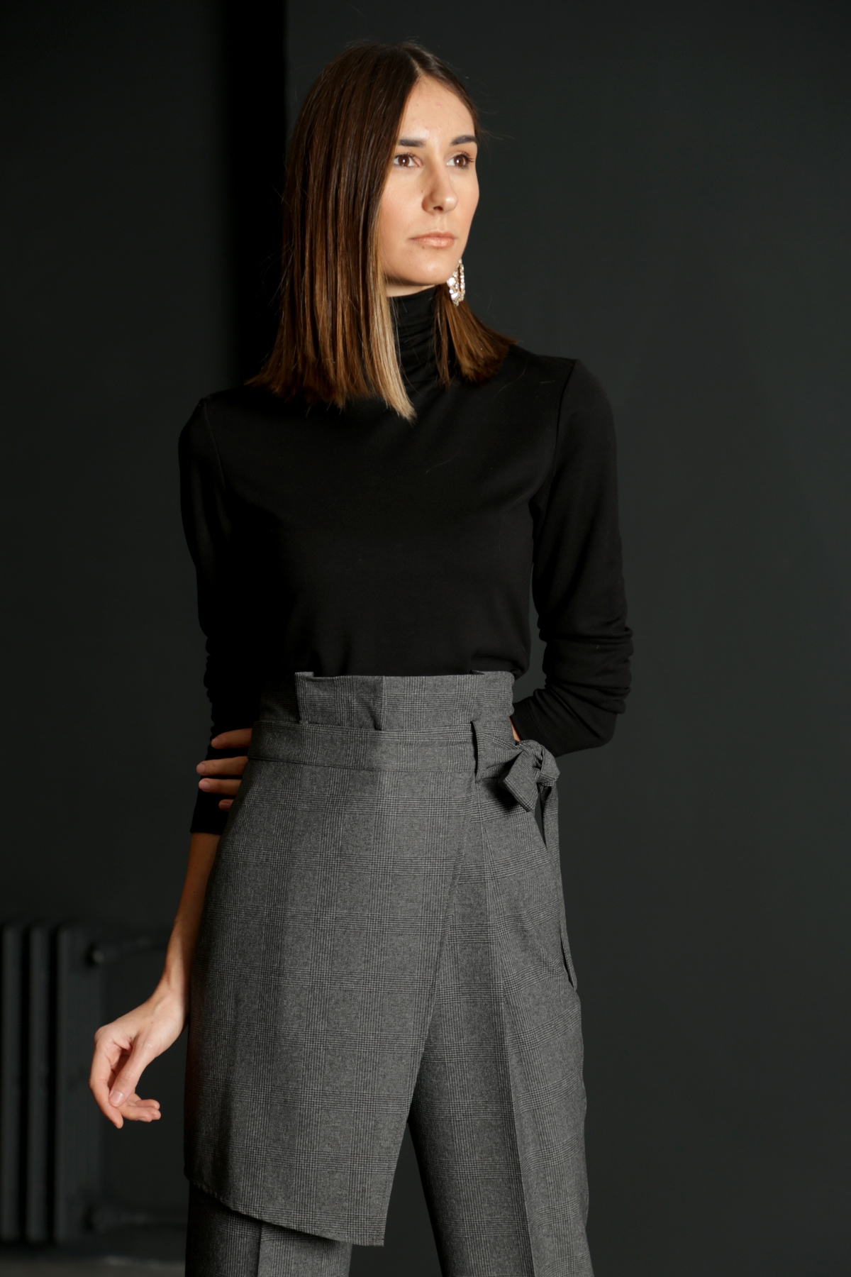 Antrasit Ekose Etekli Pantolon-P2002