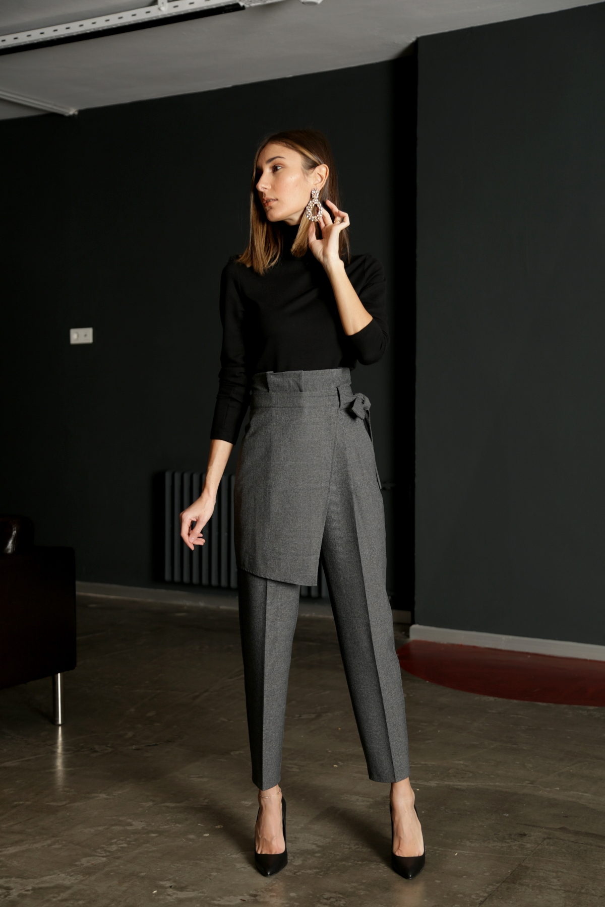 Antrasit Ekose Etekli Pantolon-P2002