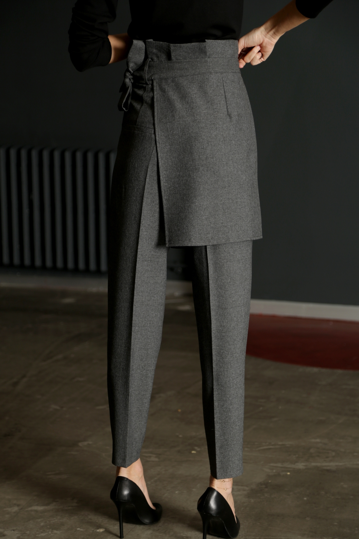 Antrasit Ekose Etekli Pantolon-P2002