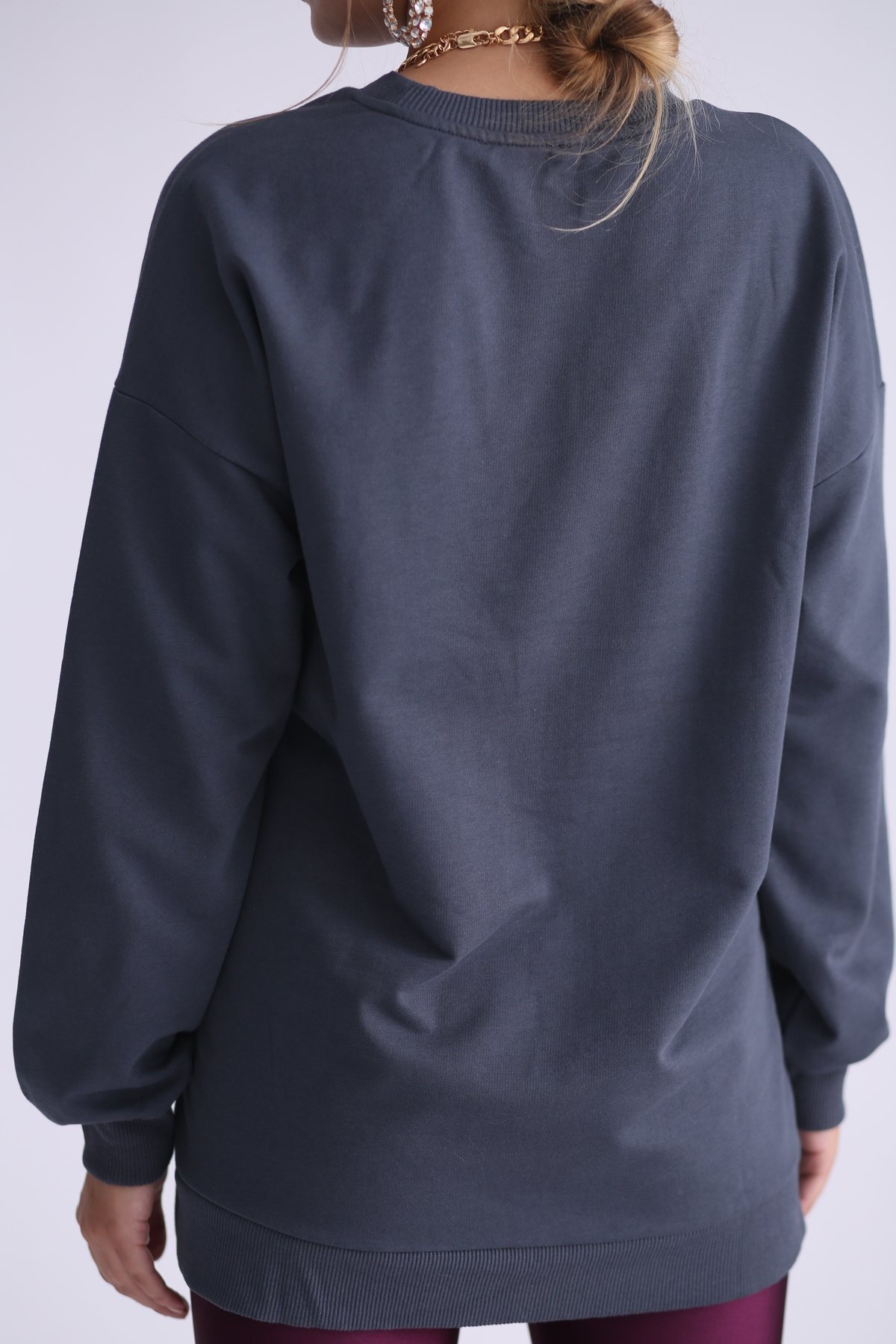 Antrasit Looney Tunes Baskılı Şardonlu Sweatshirt 
