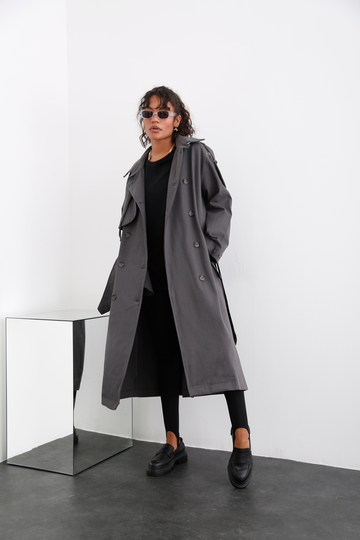 Antrasit Rüzgarlıklı Trenchcoat 54053