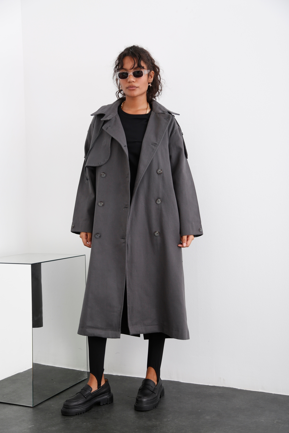 Antrasit Rüzgarlıklı Trenchcoat 54053
