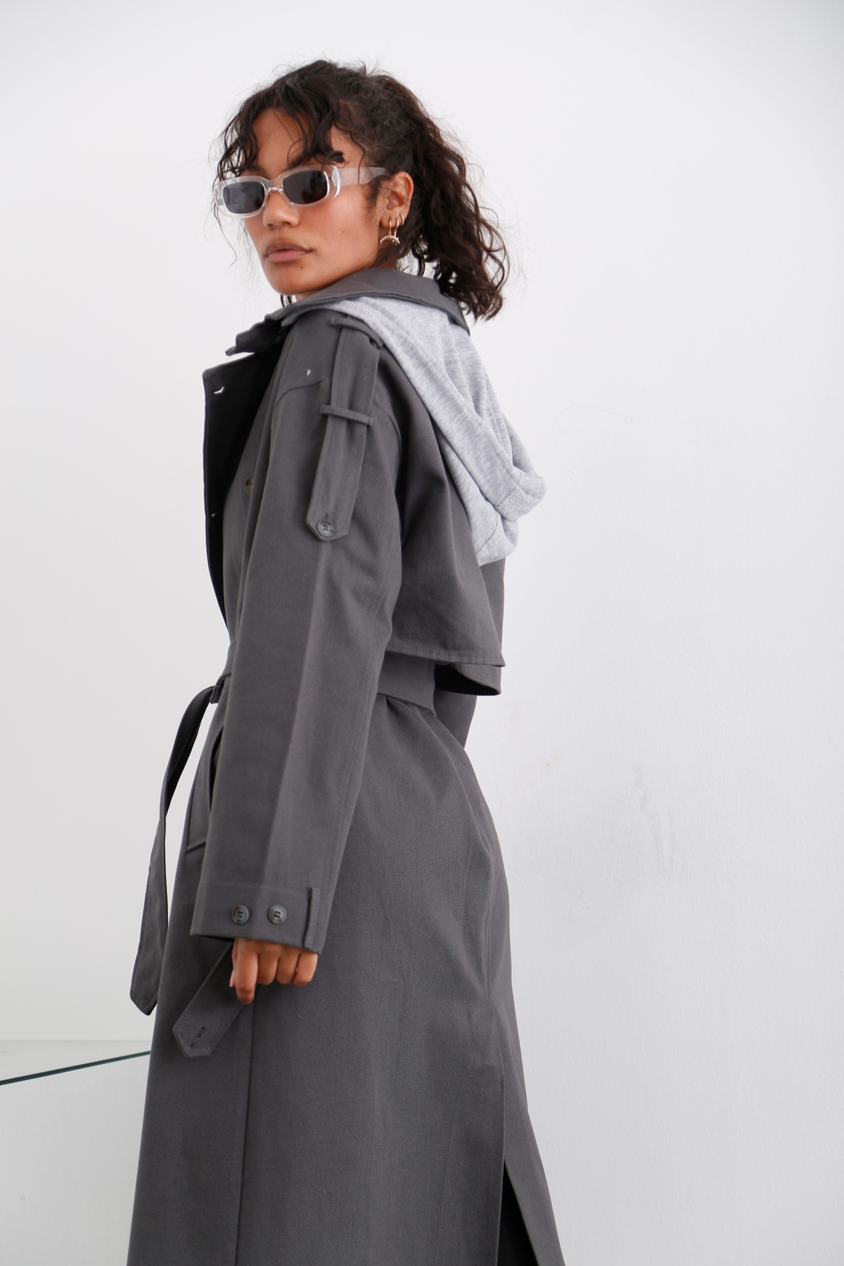 Antrasit Rüzgarlıklı Trenchcoat 54053