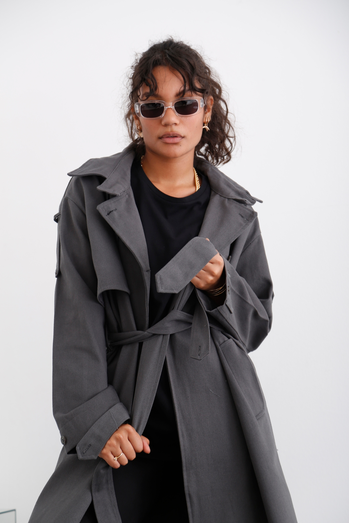 Antrasit Rüzgarlıklı Trenchcoat 54053
