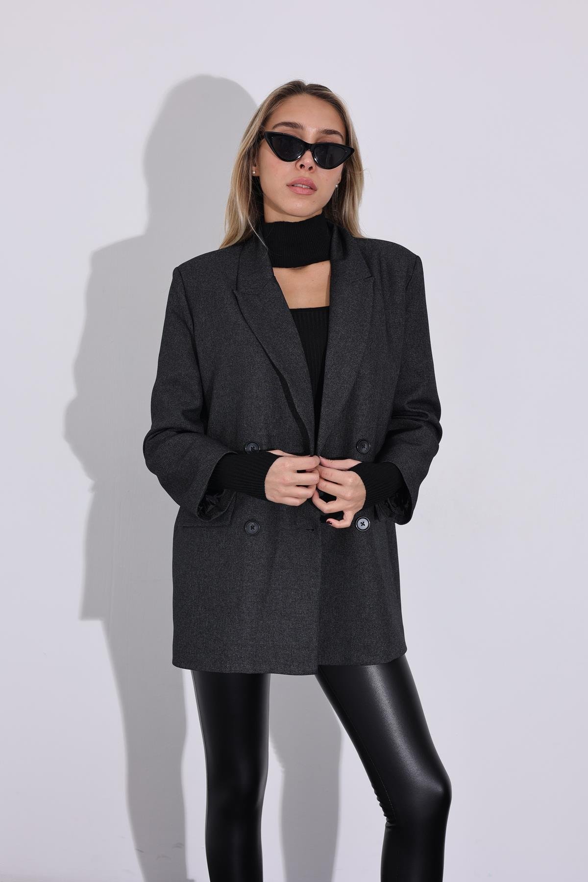 Antrasit Vatkalı Blazer Ceket 54489