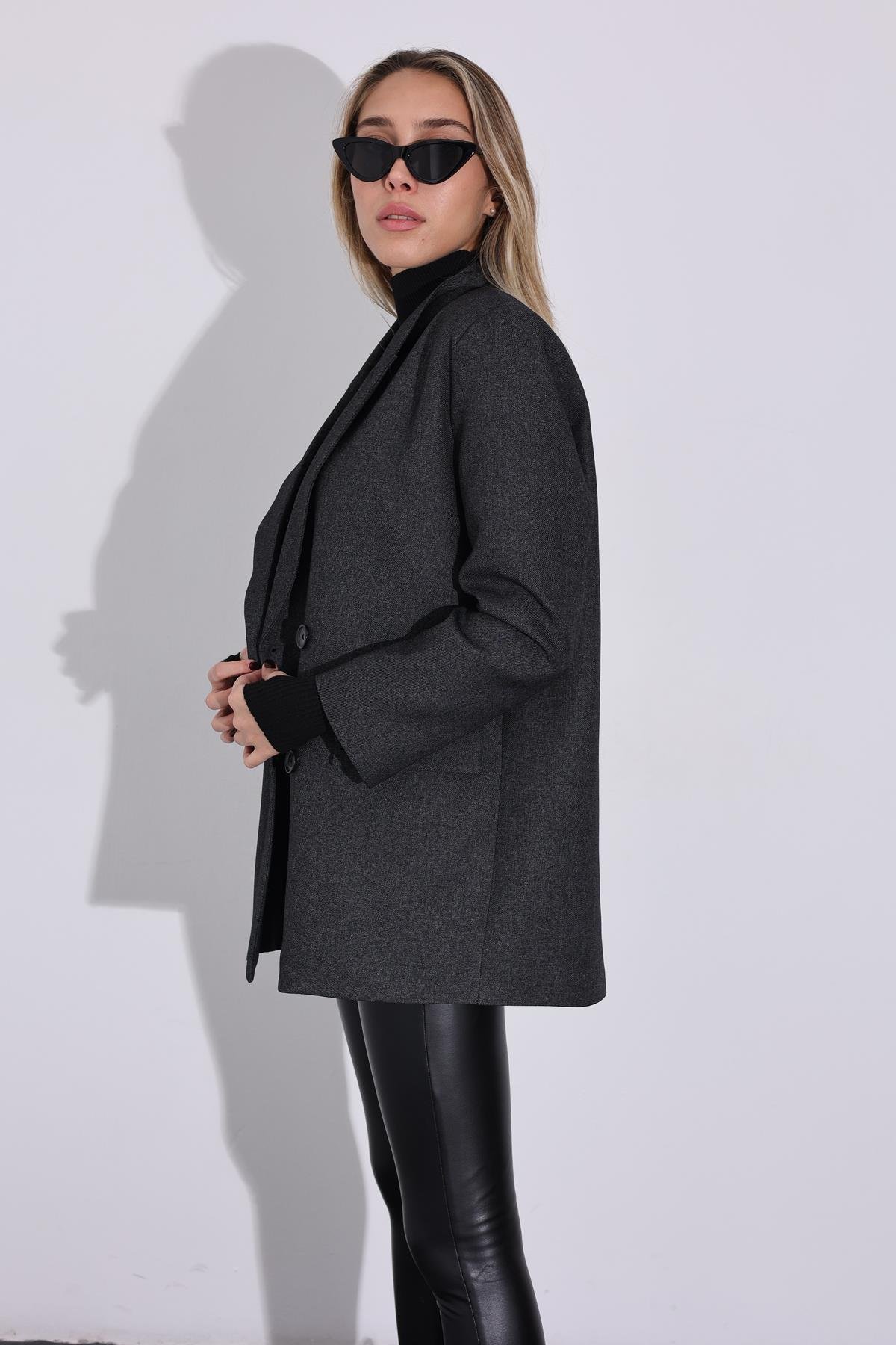 Antrasit Vatkalı Blazer Ceket 54489