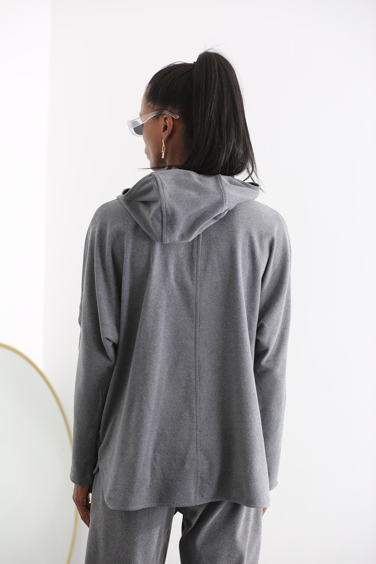 Antrasit Yarım Fermuarlı Polar Sweatshirt 26605