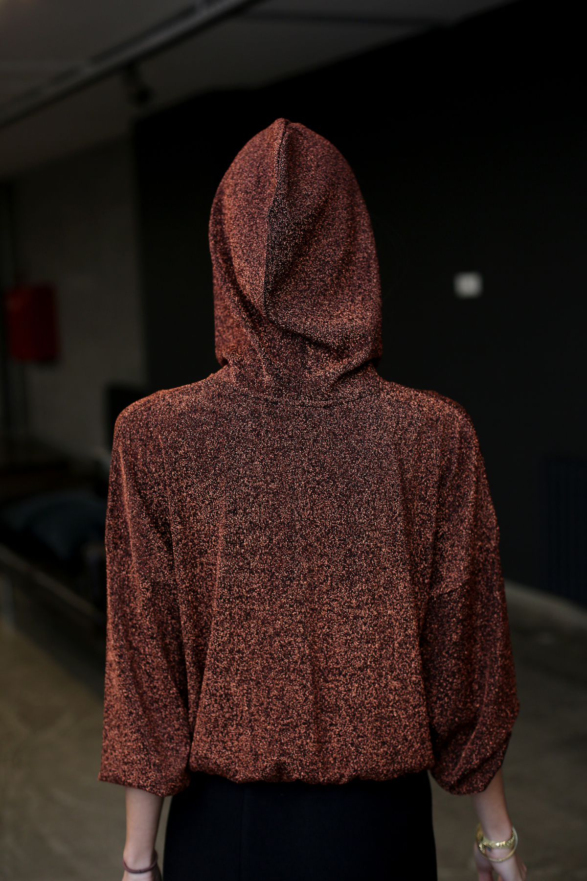 Bakır Kapşonlu Simli Sweatshirt