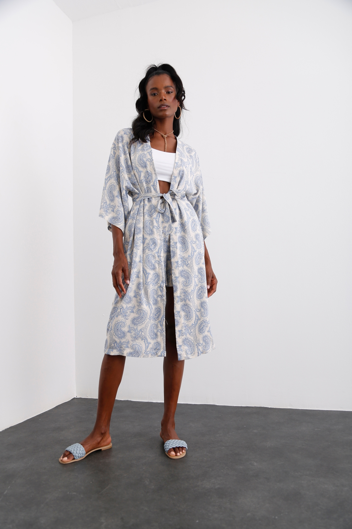 Bej Desenli Şort Takım 30032