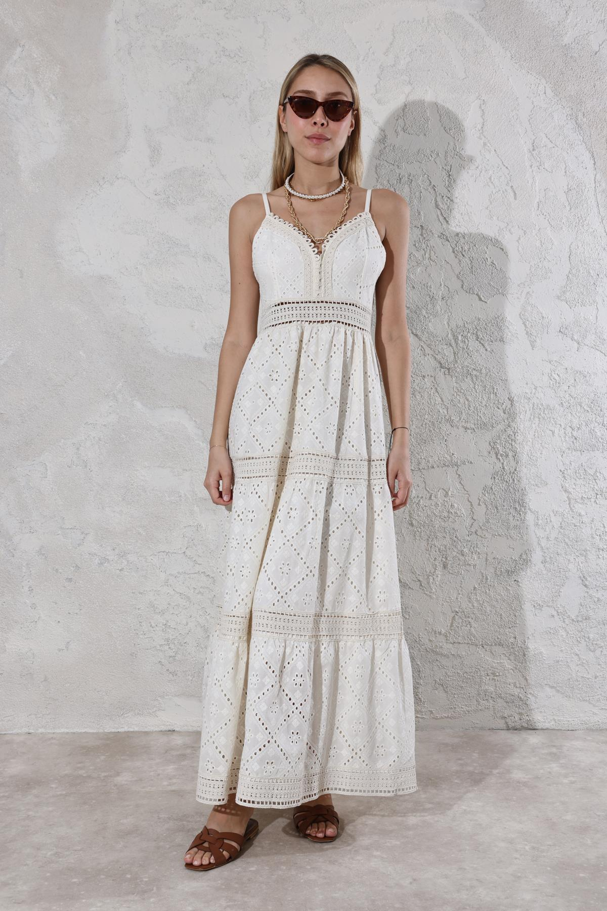 Bej Fistolu Maxi Boy Elbise 37482