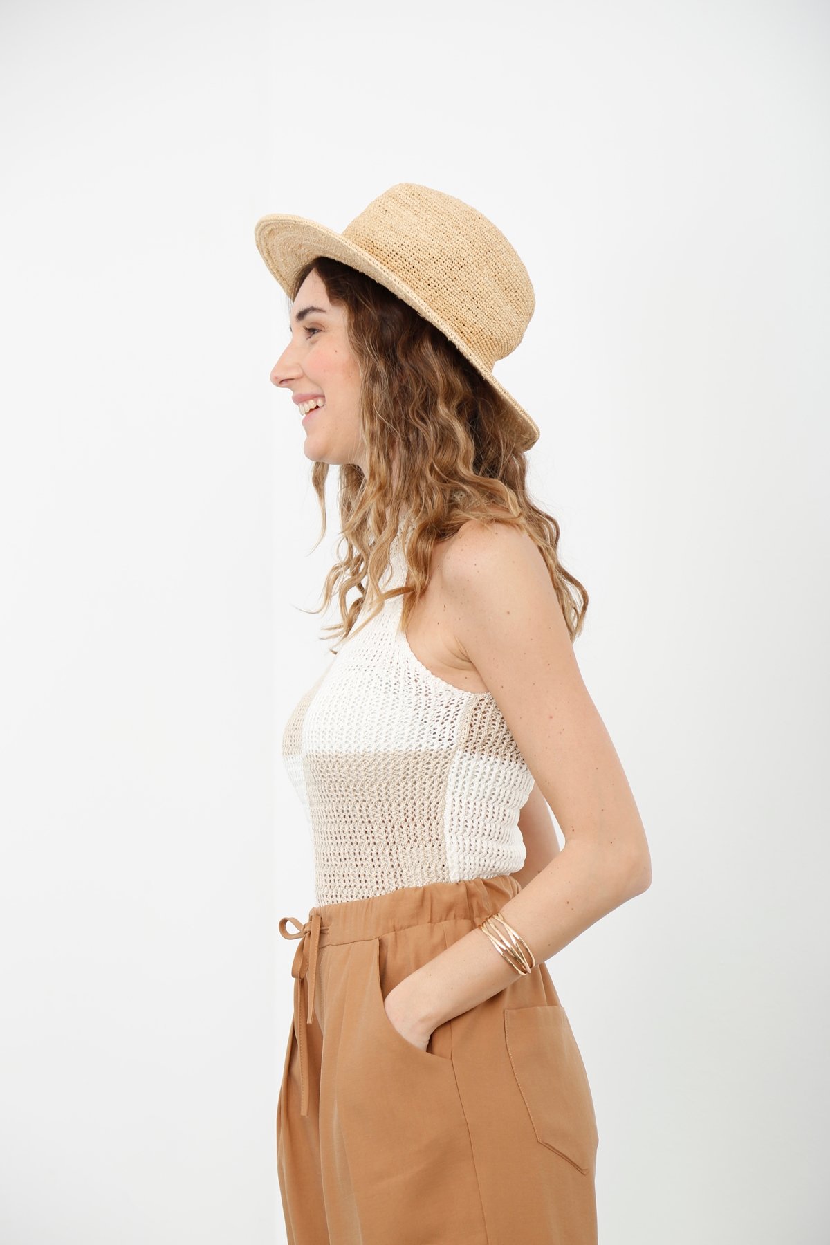 Bej Halter Kesim Triko Bluz 290052