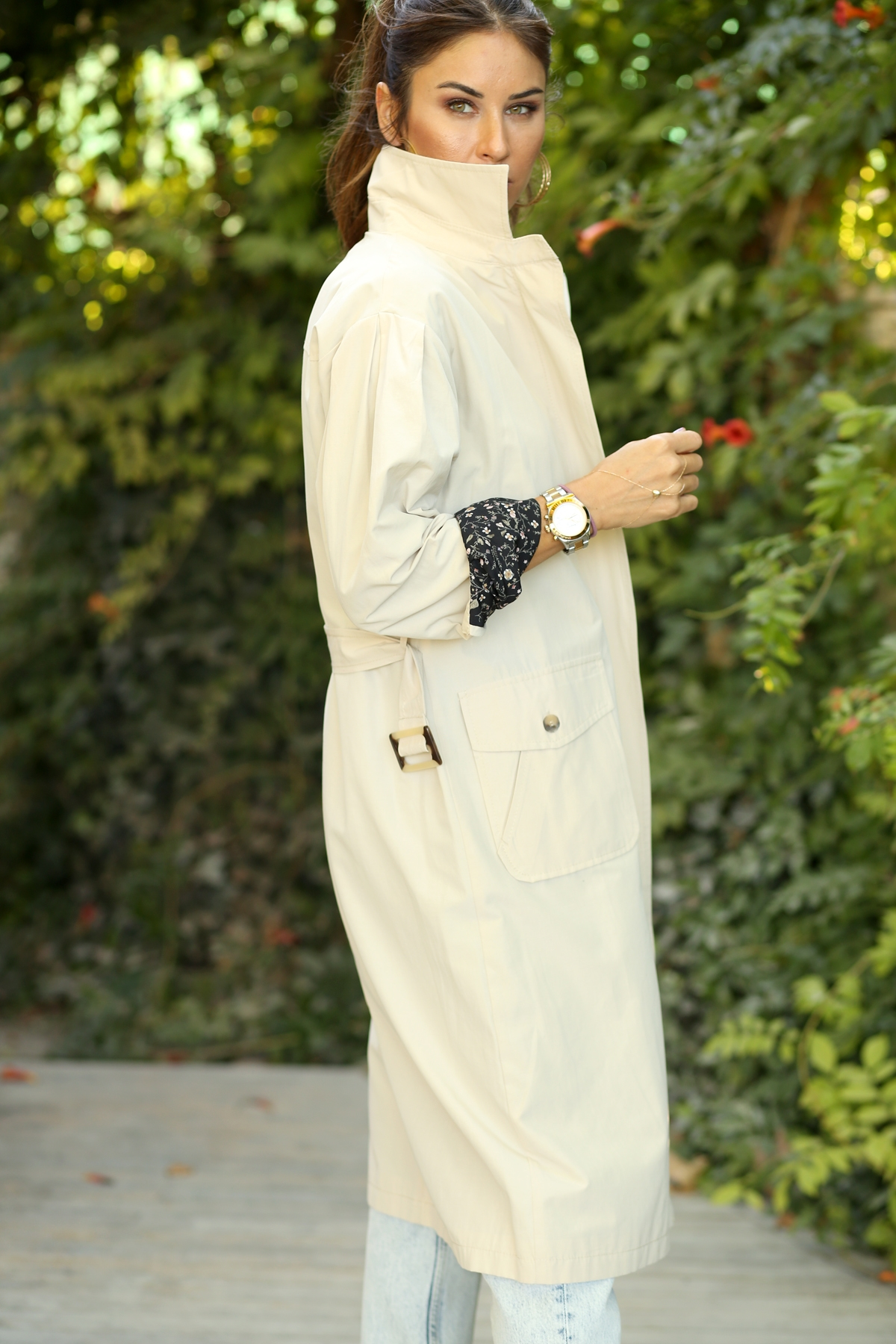 Bej Kapak Cepli Trenhcoat 87029