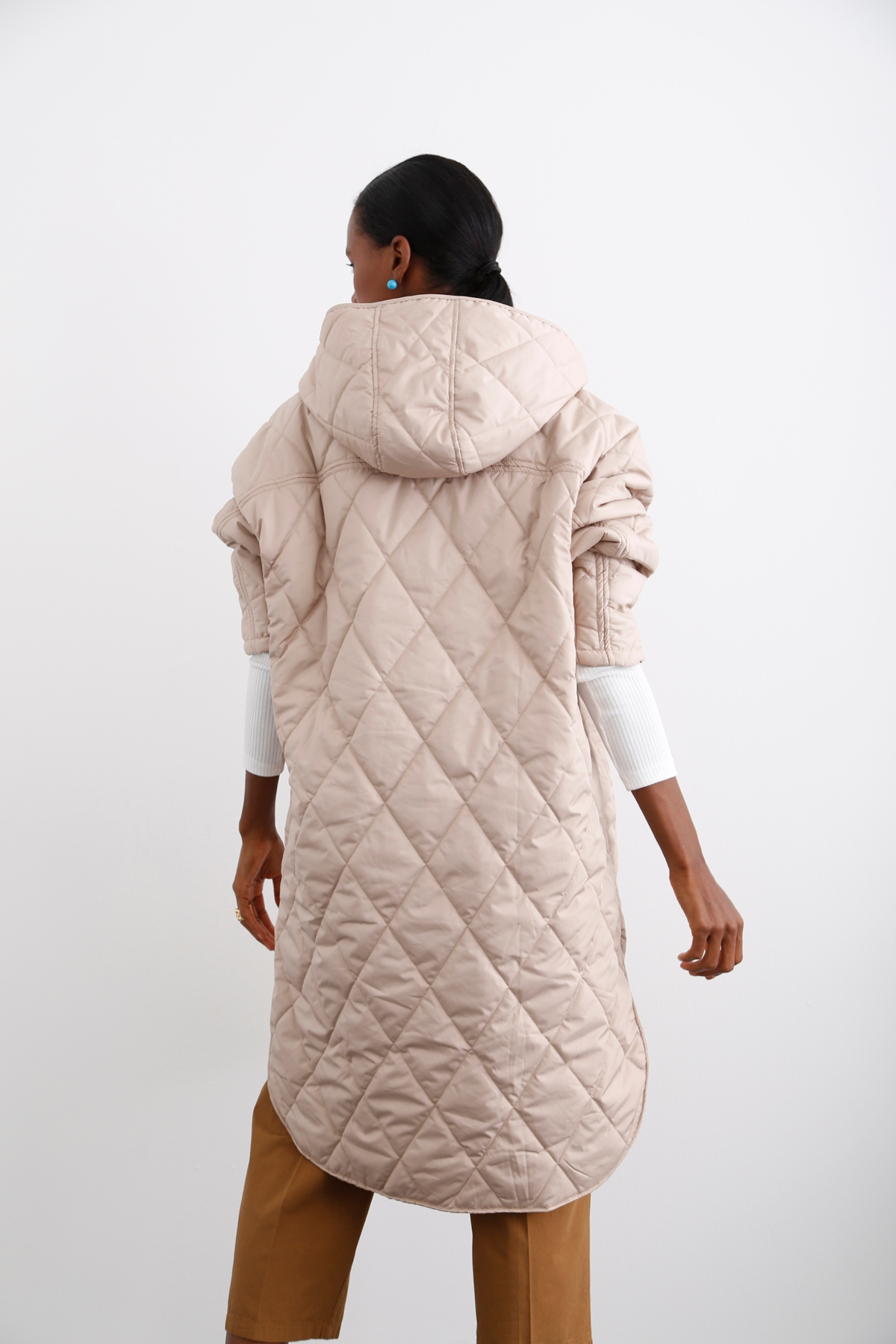 Bej Kapitoneli Oversize Mont 54061