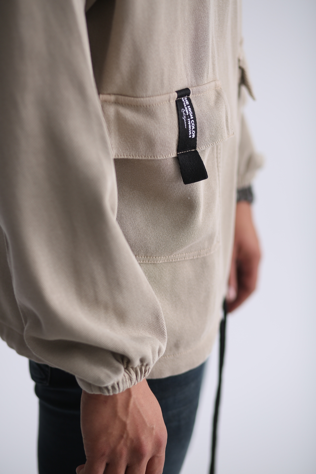 Bej Kapşonlu Jean Sweatshirt 4288