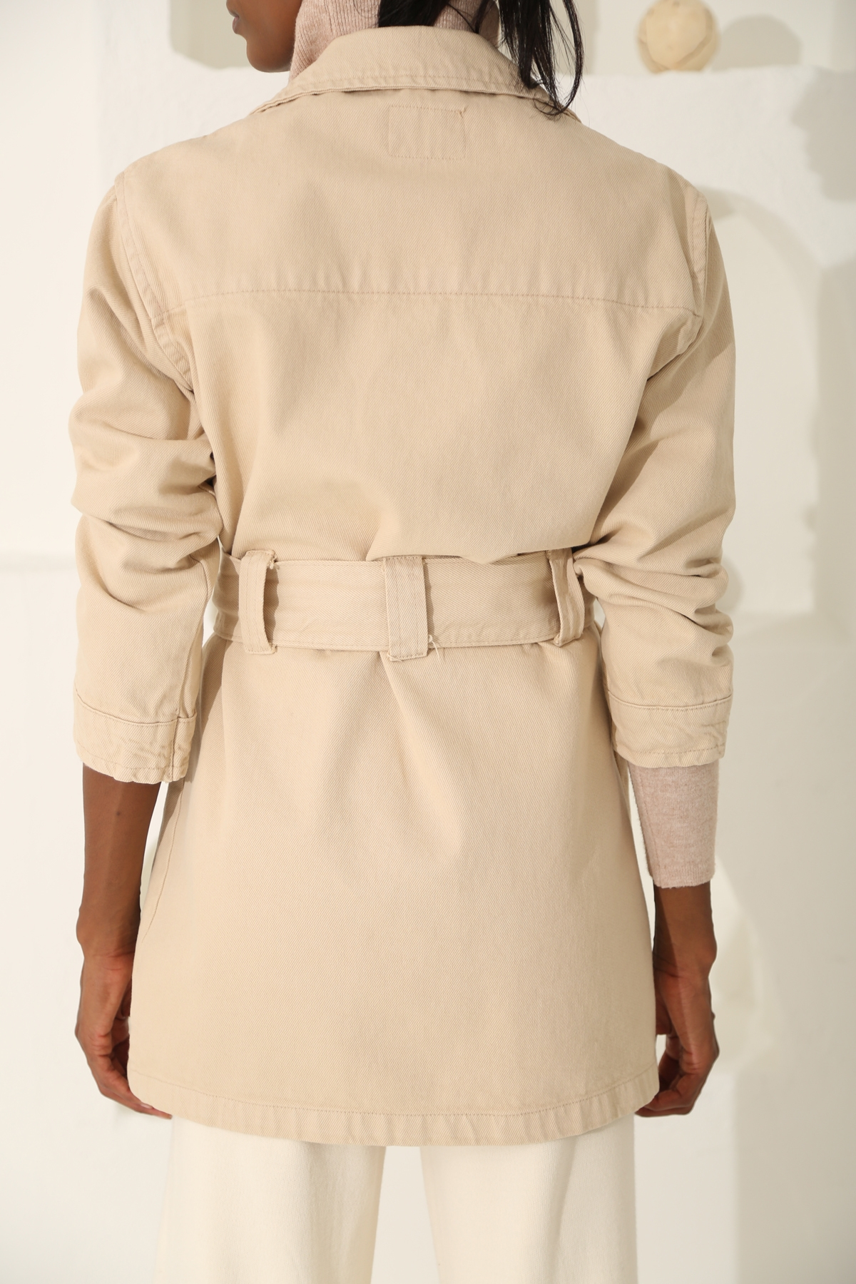 Bej Kargo Cep Kuşaklı Trenchcoat 6031