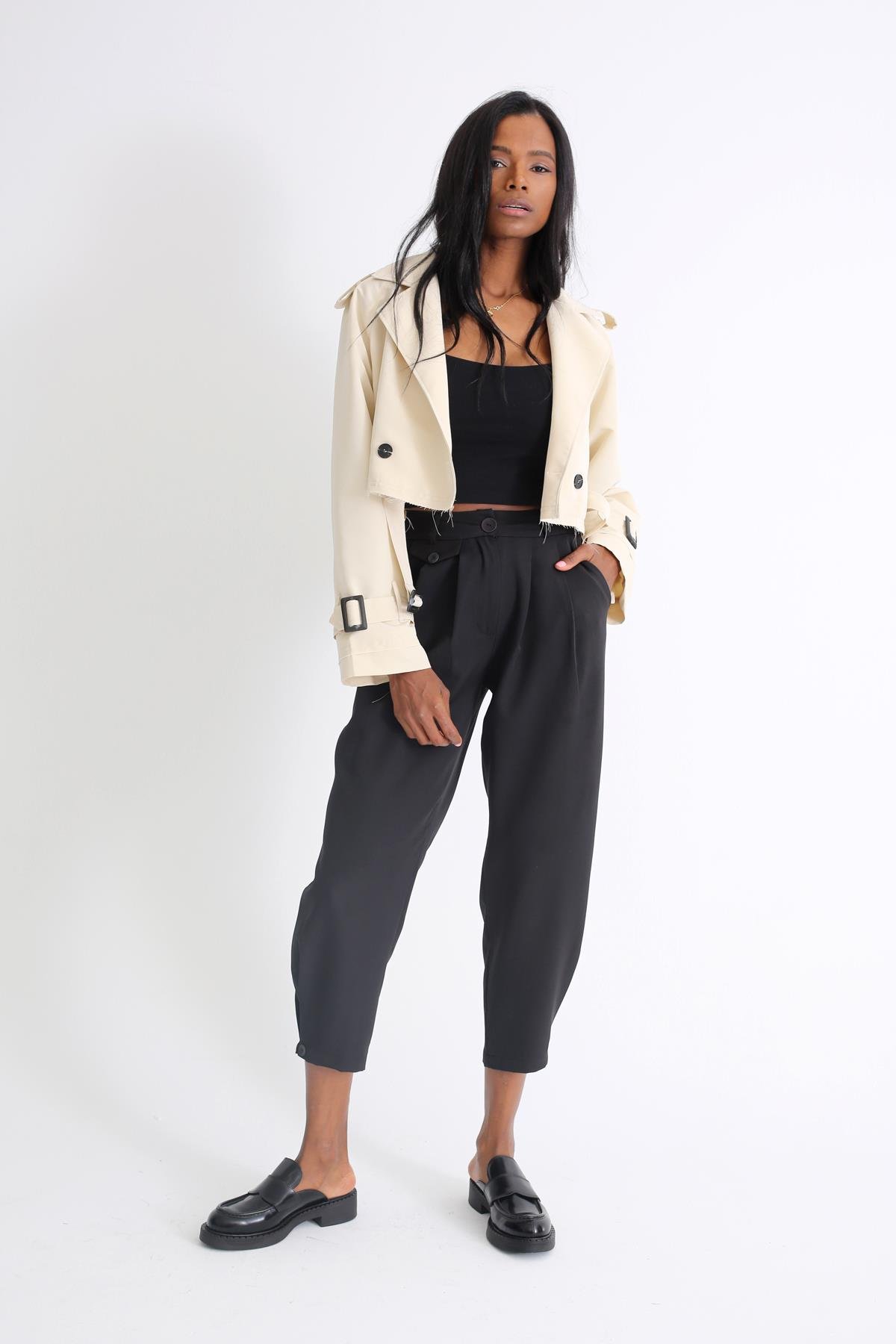 Bej Kemerli Kısa Trenchcoat 54316