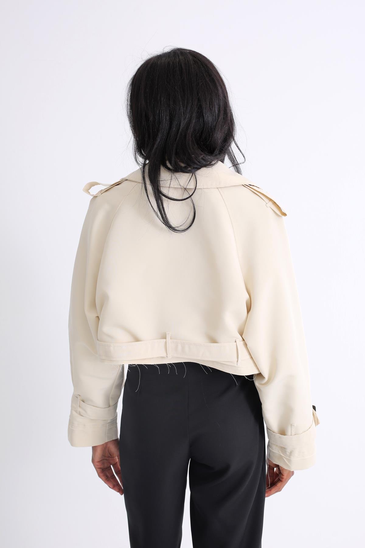 Bej Kemerli Kısa Trenchcoat 54316