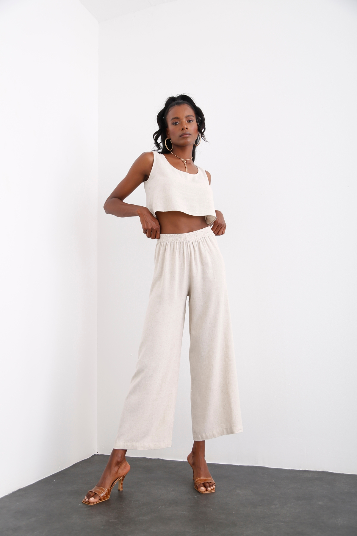 Bej Keten Crop Takım 0327
