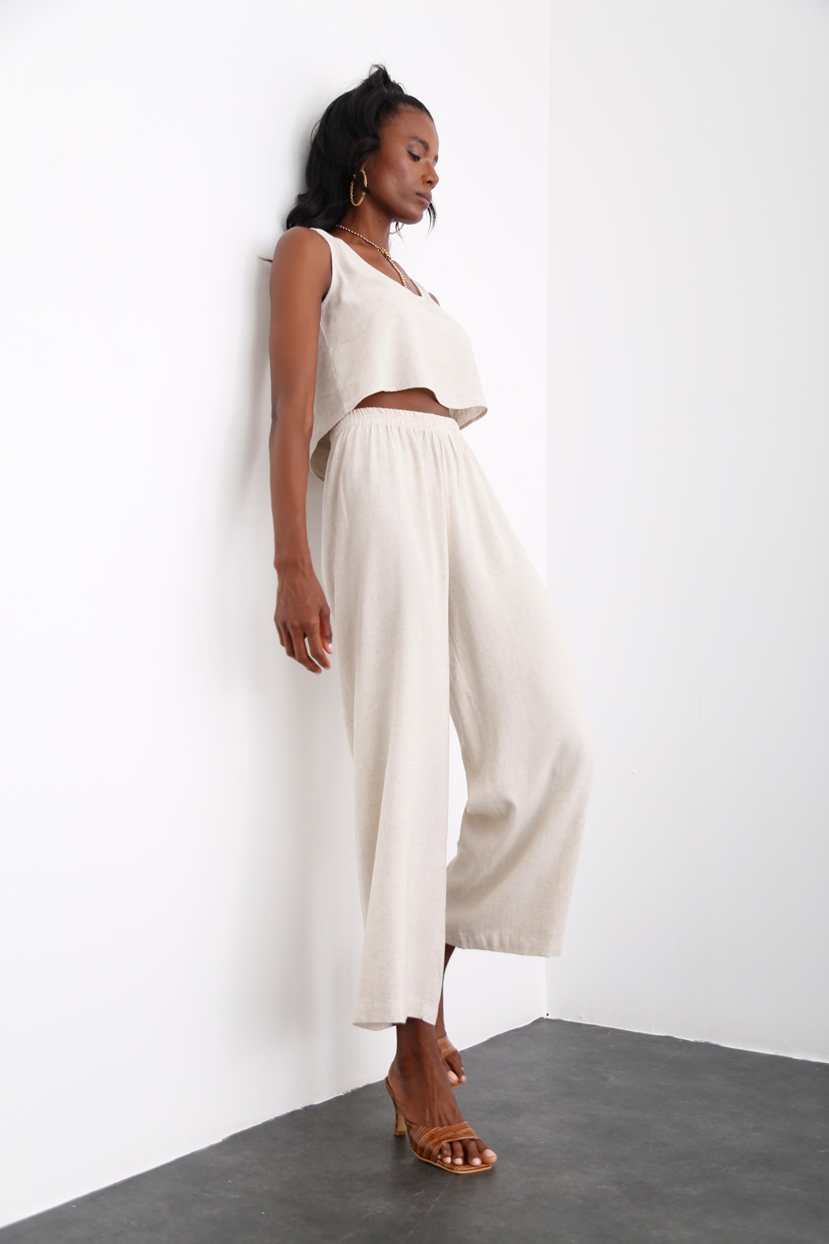 Bej Keten Crop Takım 0327