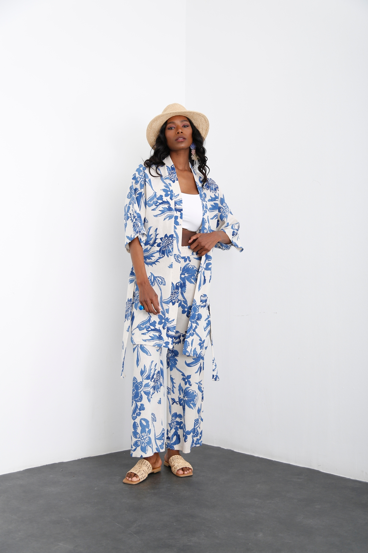 Bej Kuşaklı Kimono Takım 3763