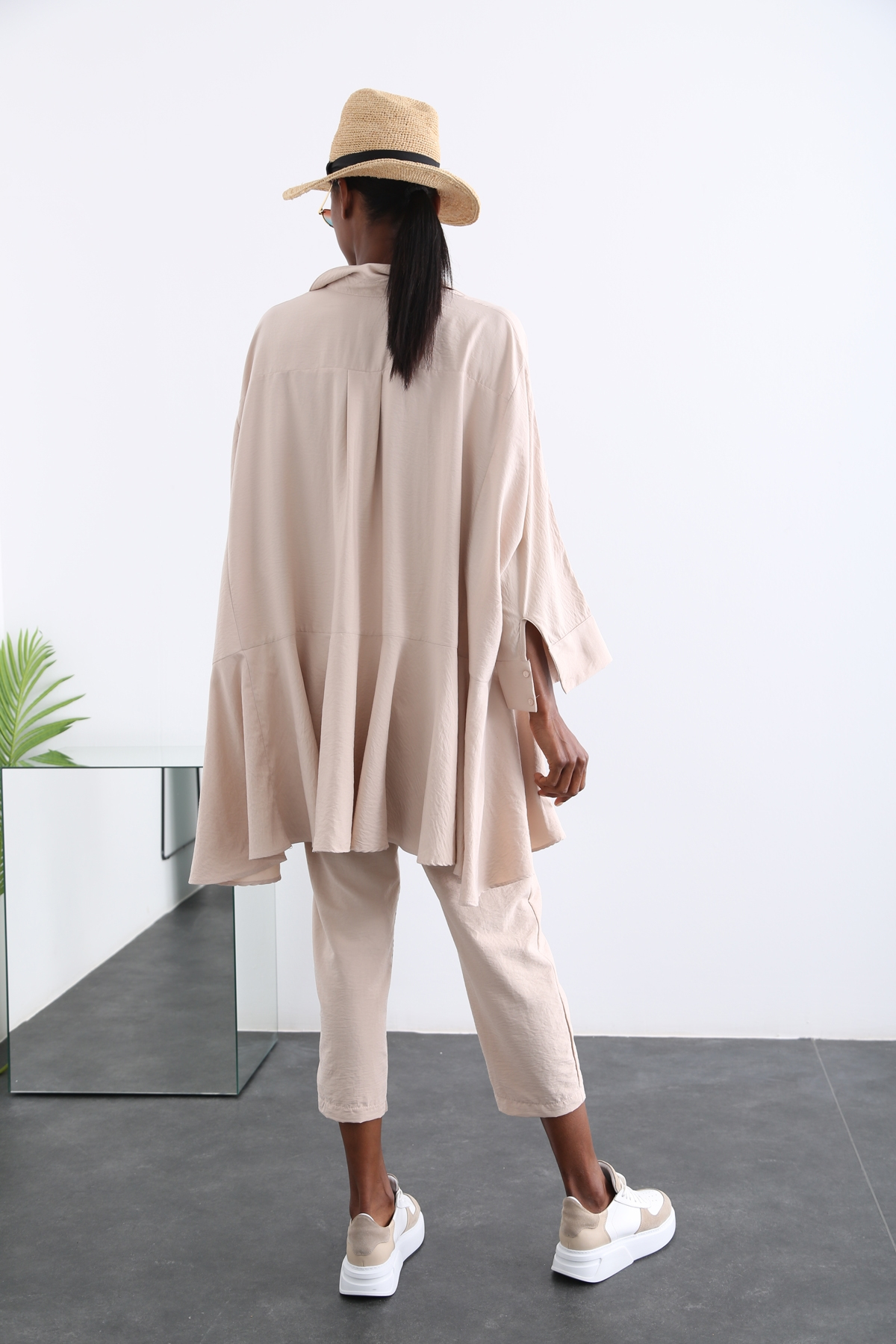 Bej Oversize Gömlek Takım 96056