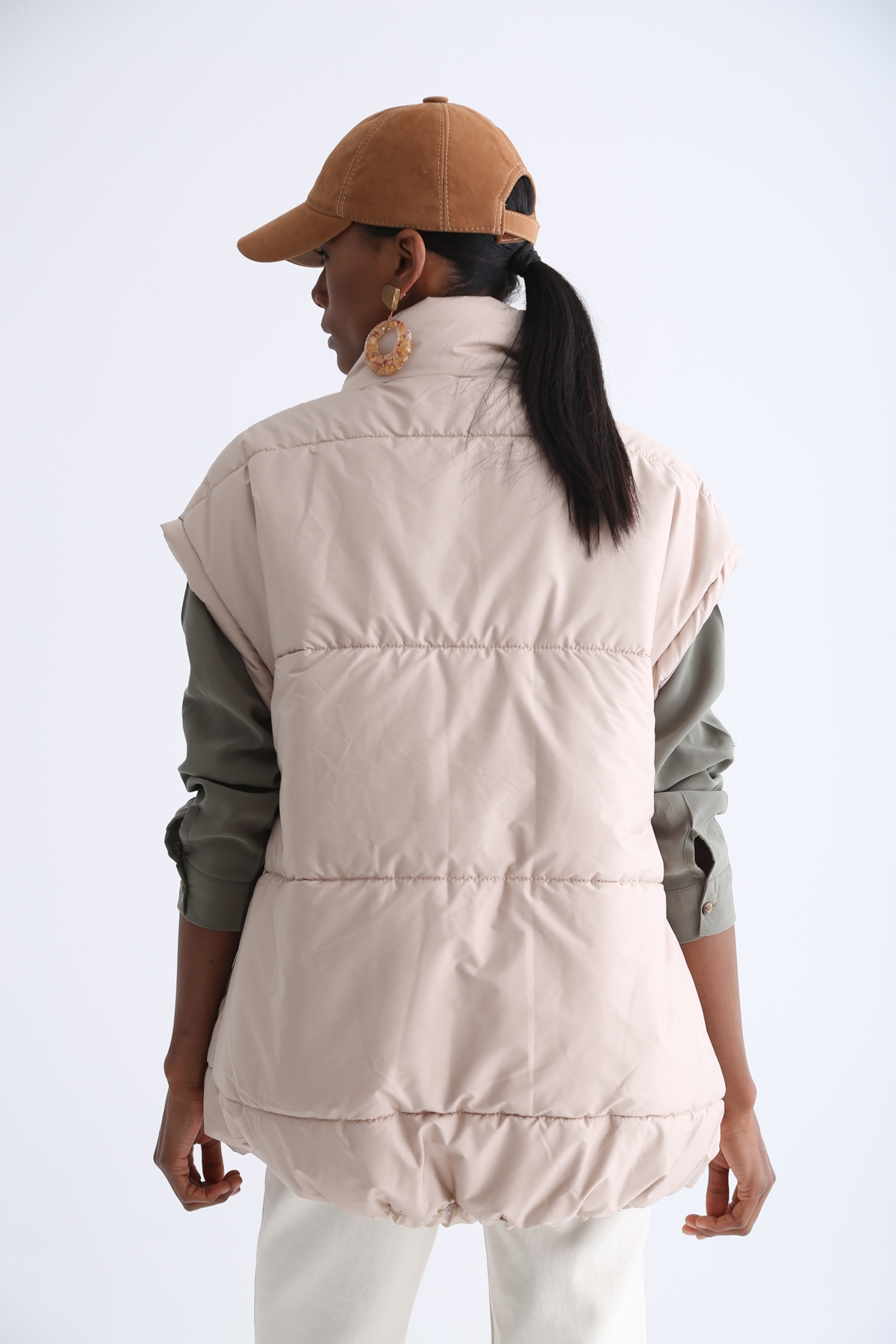 Bej Oversize Şişme Yelek 54010