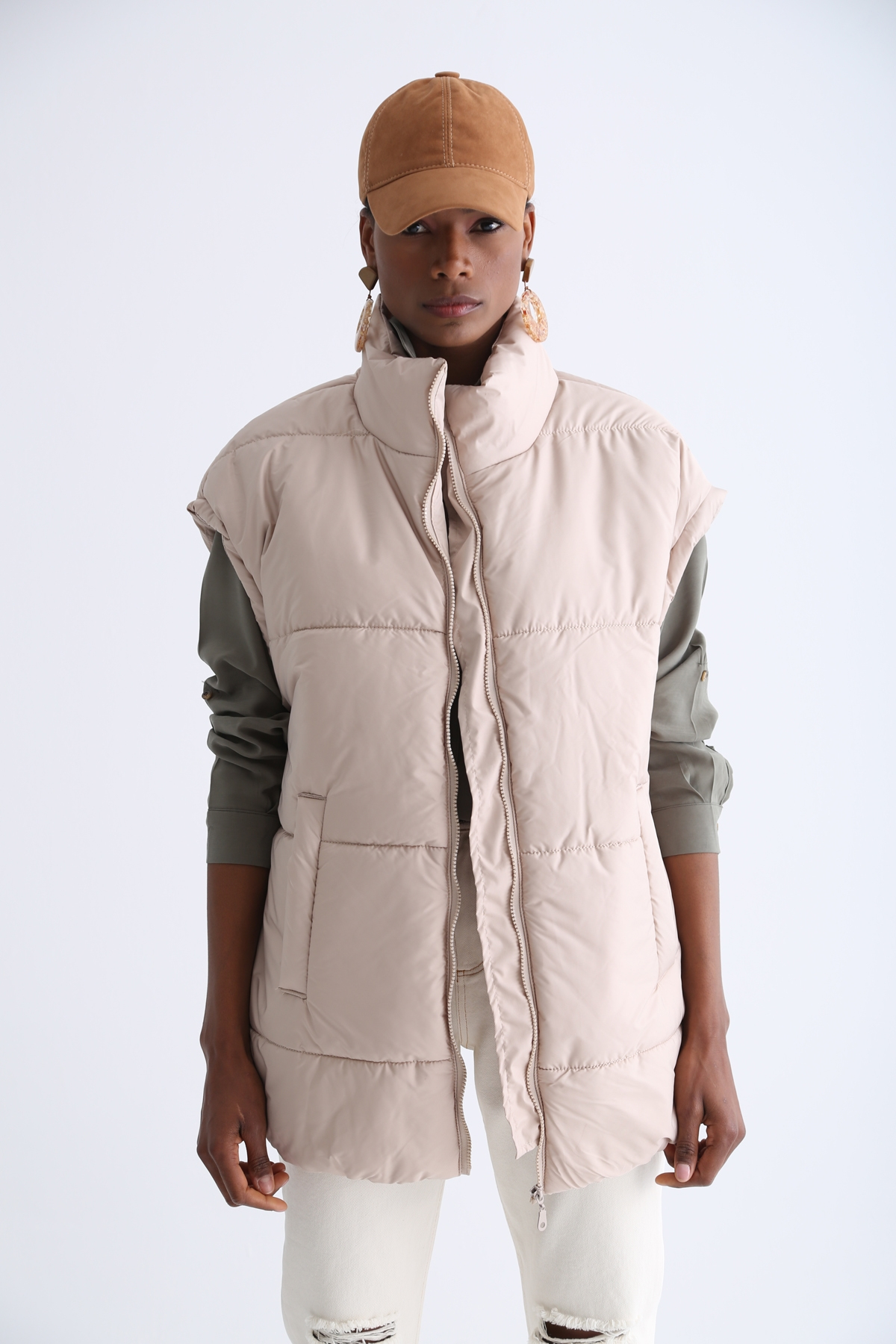 Bej Oversize Şişme Yelek 54010