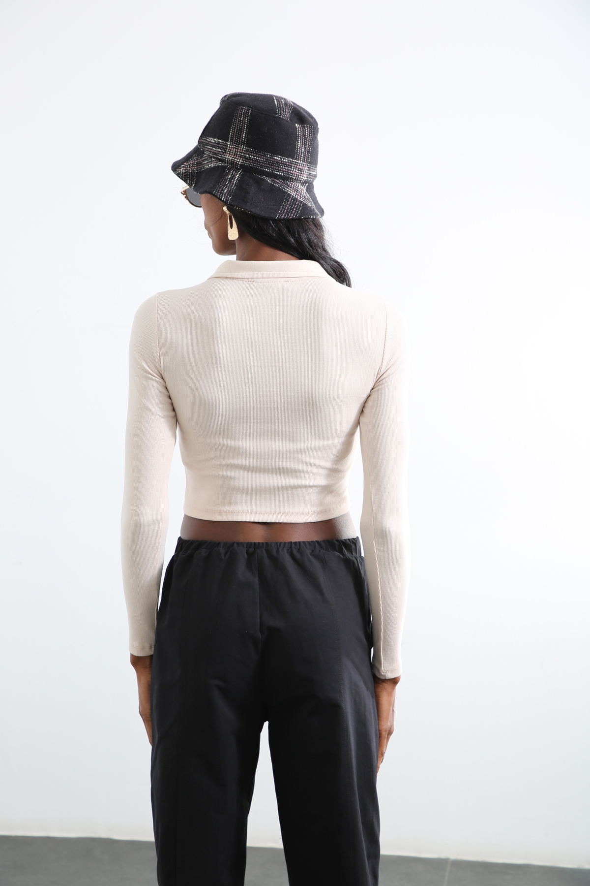 Bej Polo Yaka Bluz 4638