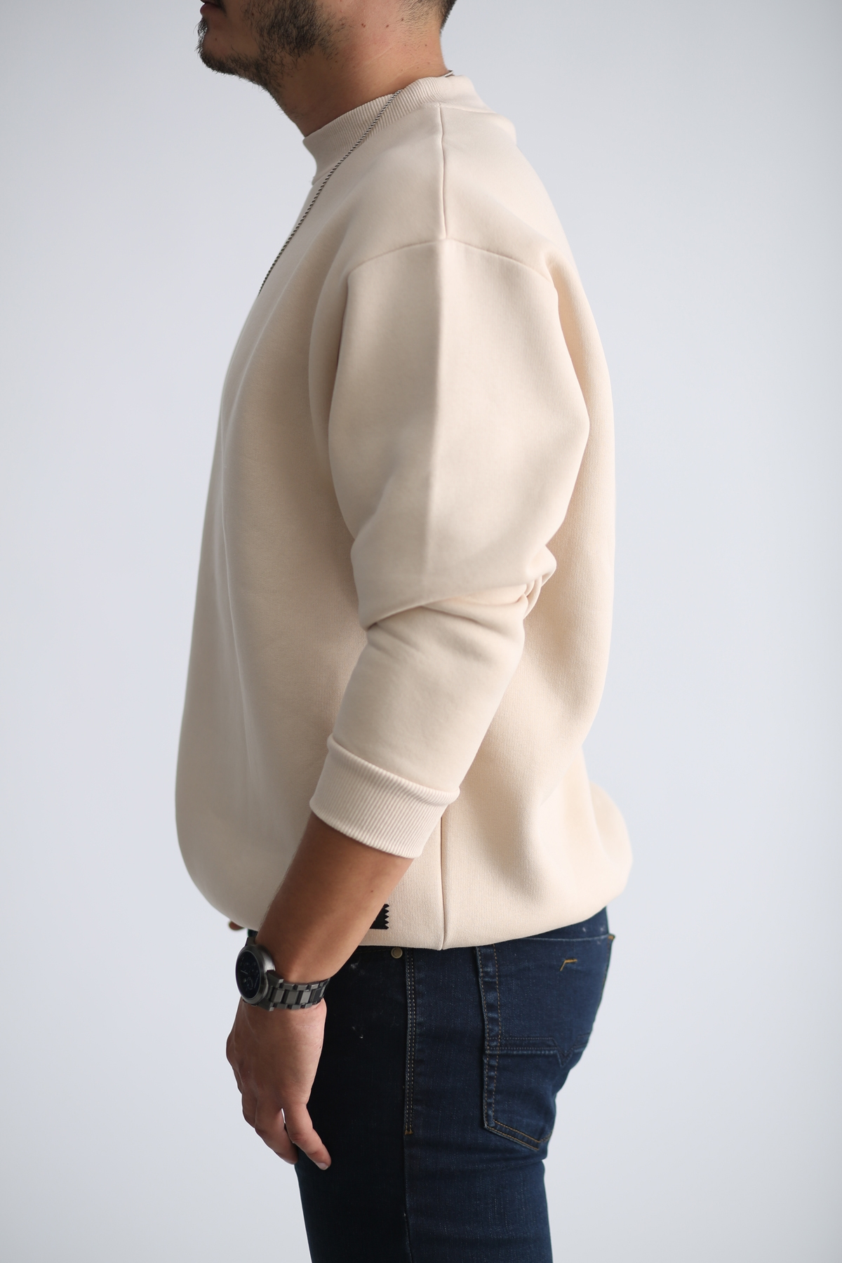 Bej Şardonlu Sweatshirt K-201-21