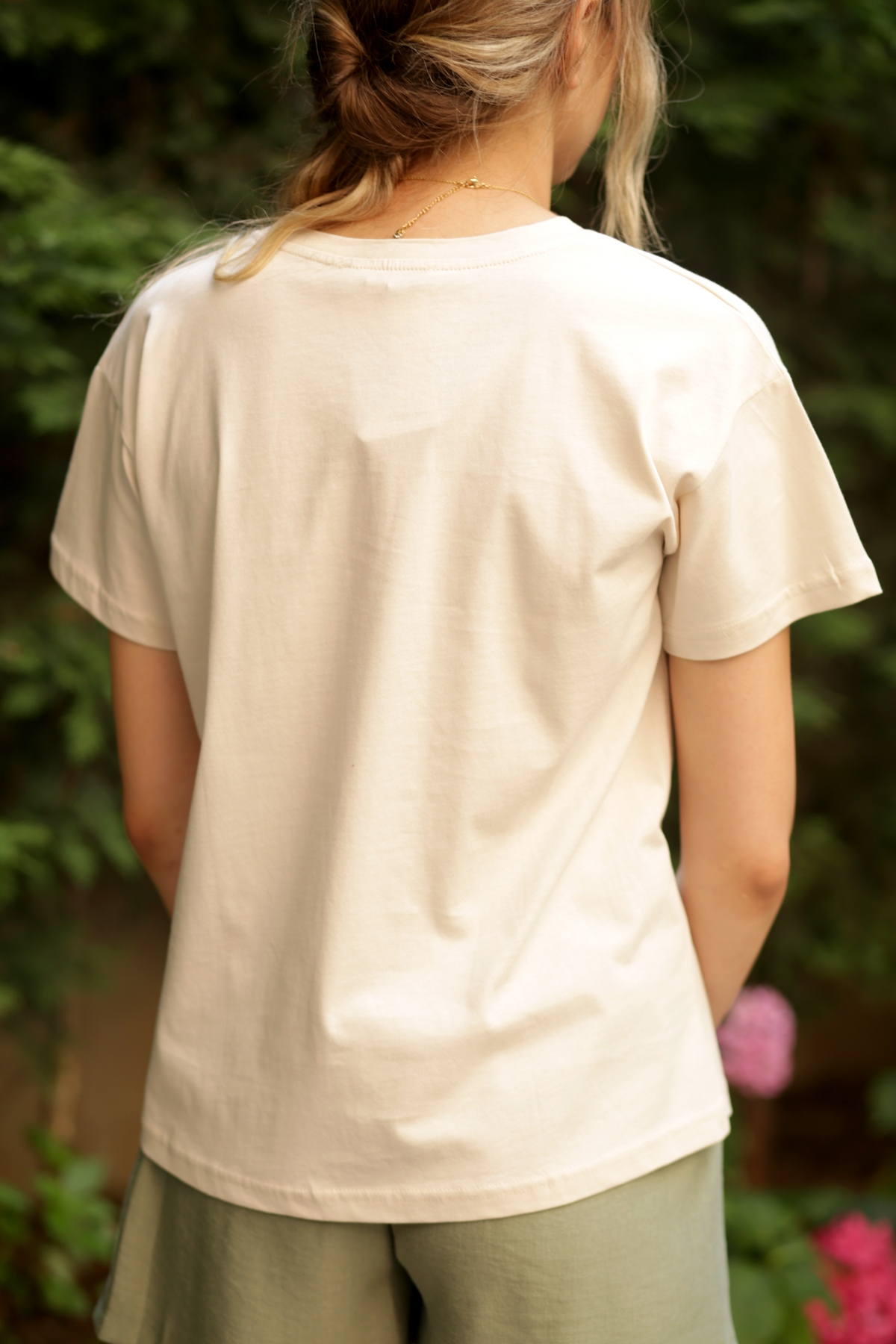 Bej Süper Baskılı Tshirt 18703