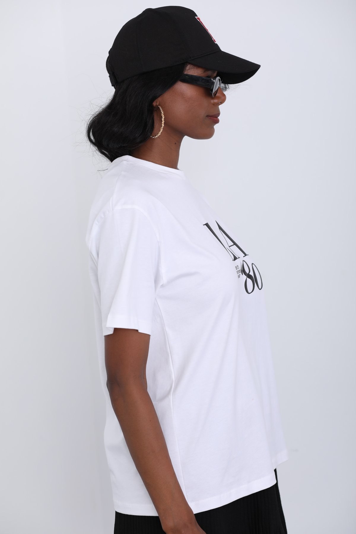 Beyaz Baskılı Kısa Kol Tshirt 